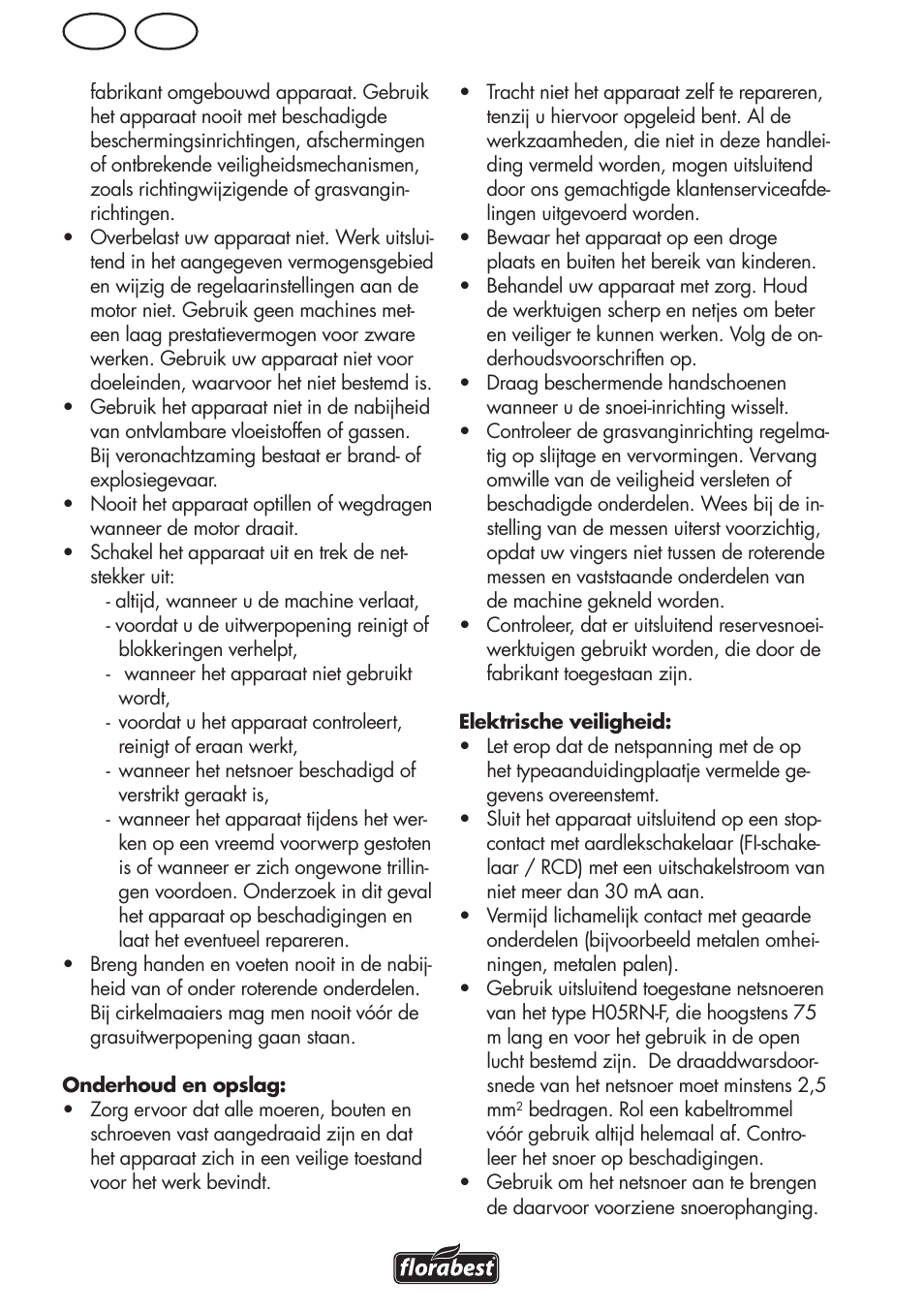 Nl be | Florabest FRM 1800 B2 User Manual | Page 36 / 64