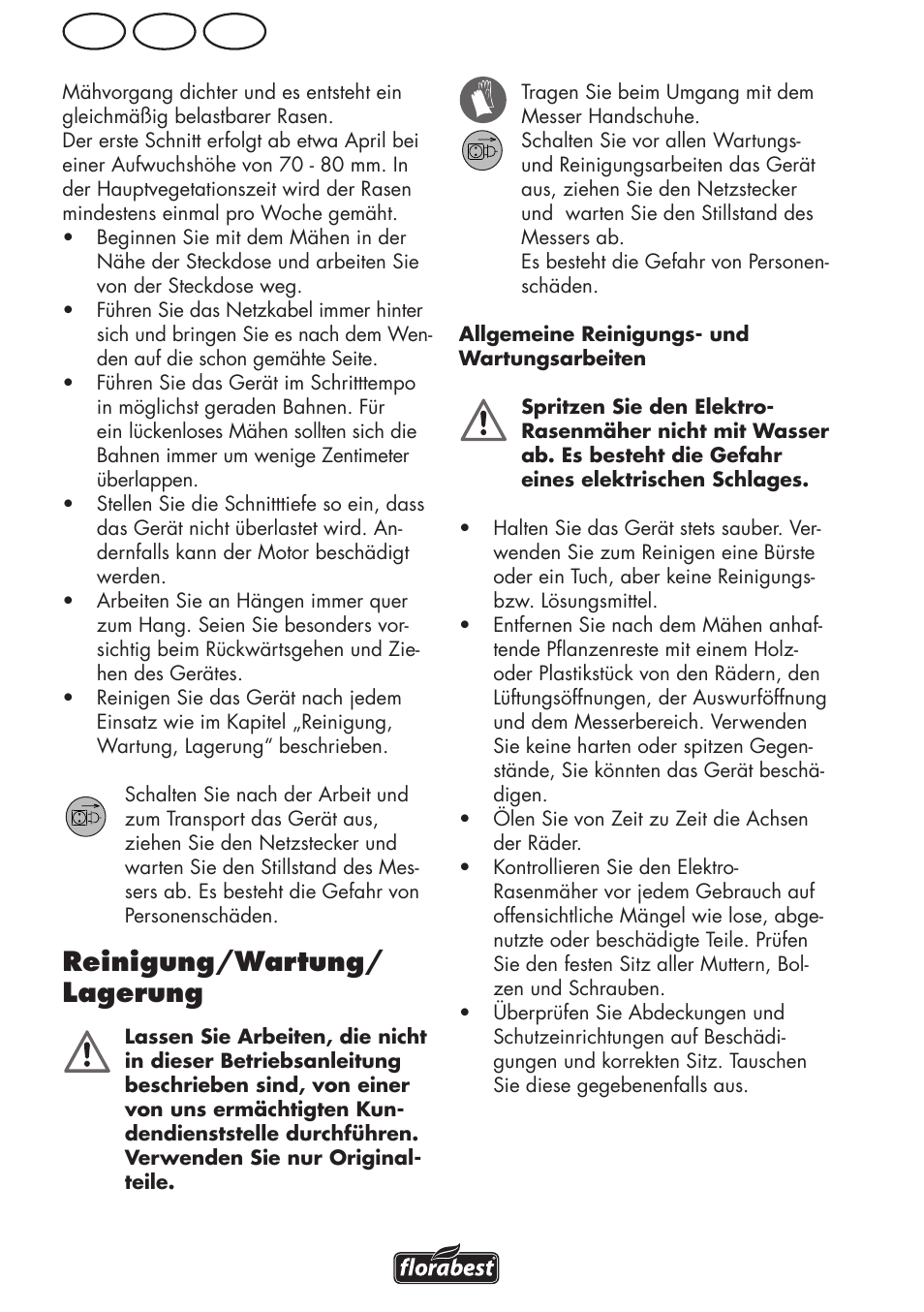 At de ch, Reinigung/wartung/ lagerung | Florabest FRM 1800 B2 User Manual | Page 52 / 64