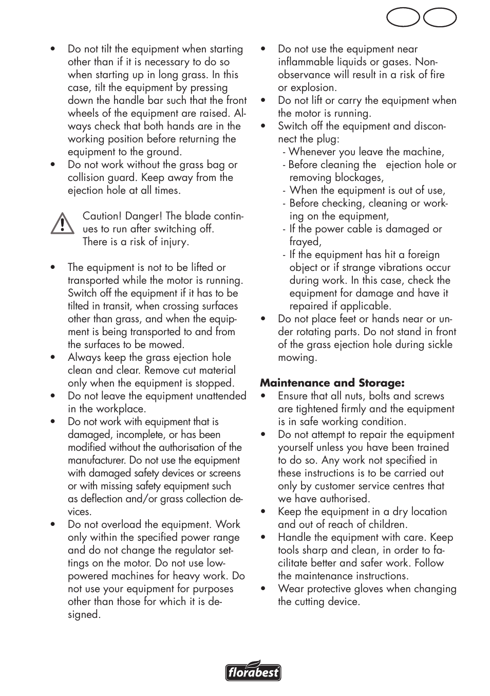 Ie gb | Florabest FRM 1800 B2 User Manual | Page 9 / 64