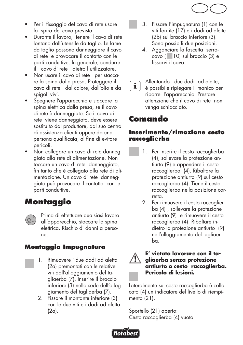 Montaggio, Comando, Mt it | Florabest FRM 1800 B2 User Manual | Page 11 / 52