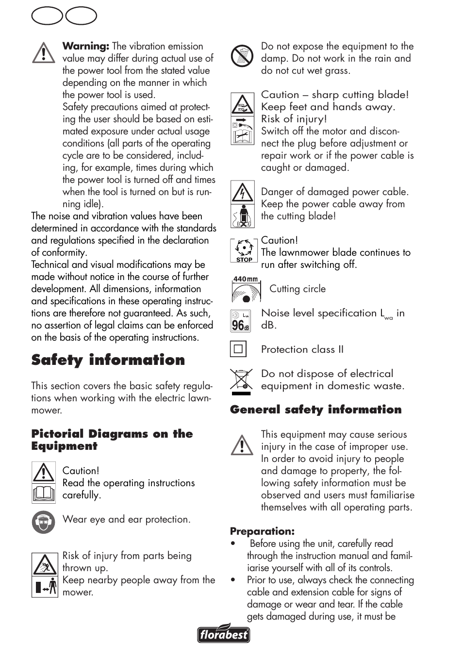 Safety information, Gb mt | Florabest FRM 1800 B2 User Manual | Page 20 / 52