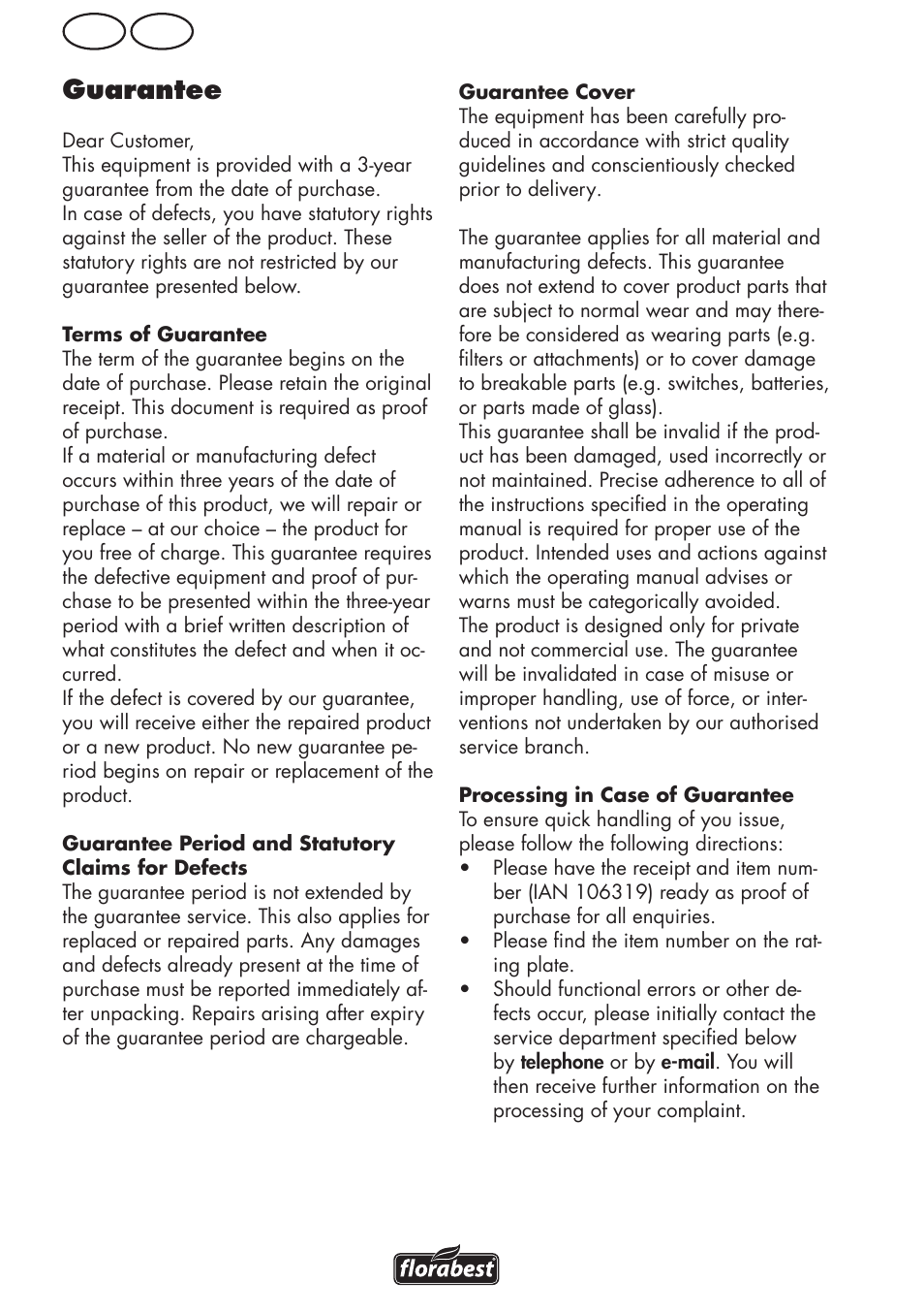 Gb mt guarantee | Florabest FRM 1800 B2 User Manual | Page 28 / 52
