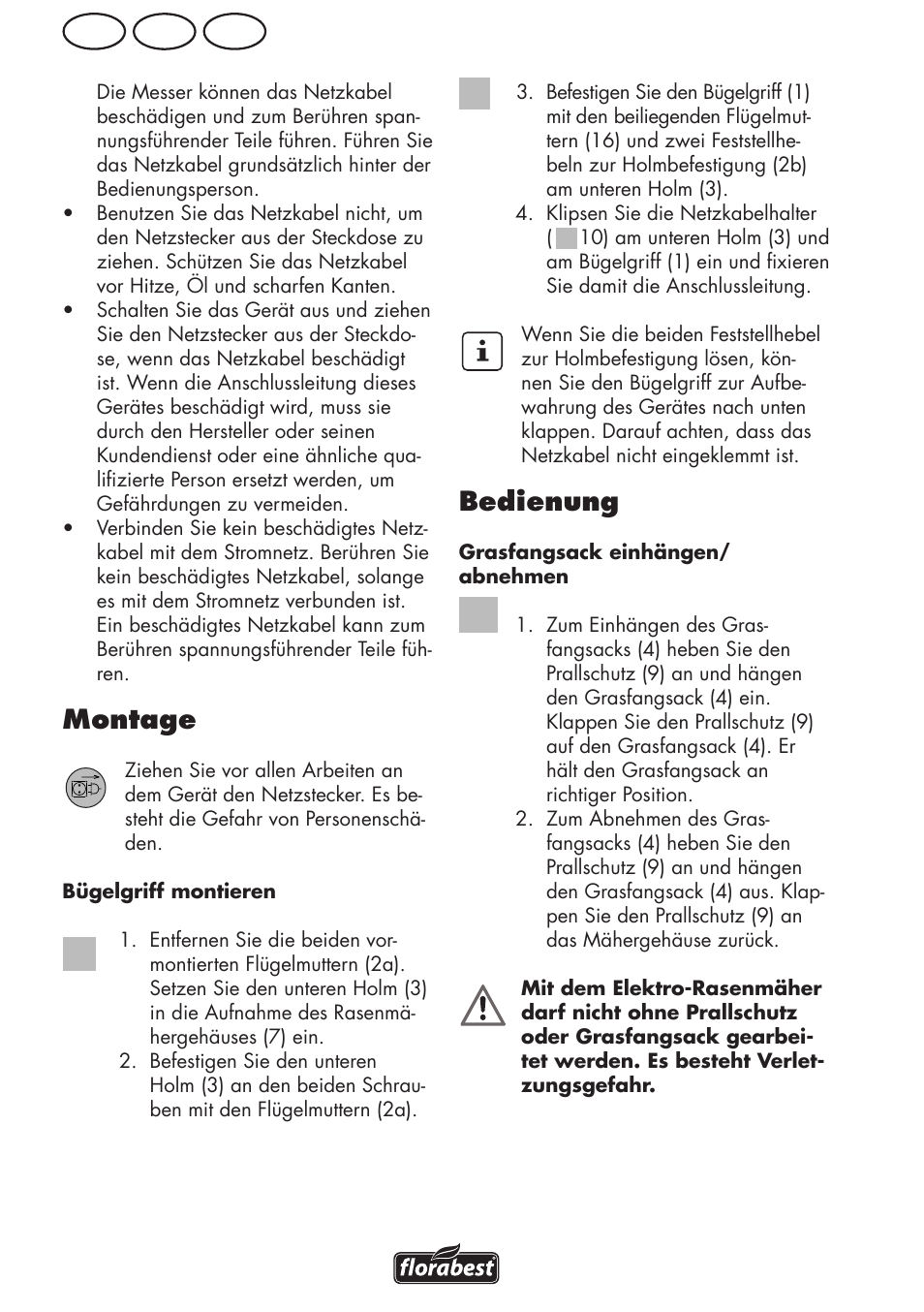 At de ch, Montage, Bedienung | Florabest FRM 1800 B2 User Manual | Page 36 / 52