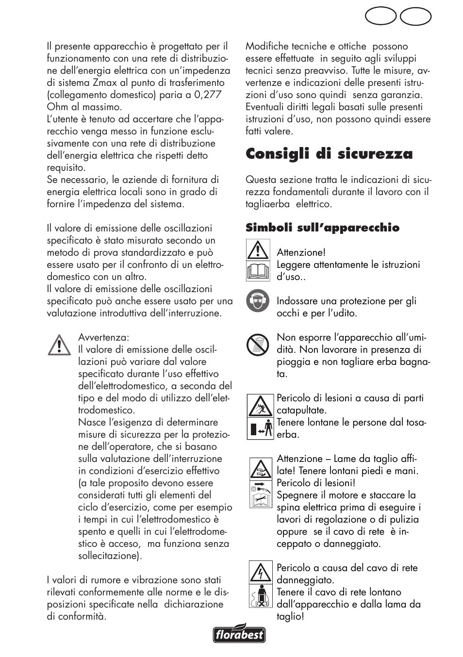 Consigli di sicurezza, Mt it | Florabest FRM 1800 B2 User Manual | Page 7 / 52