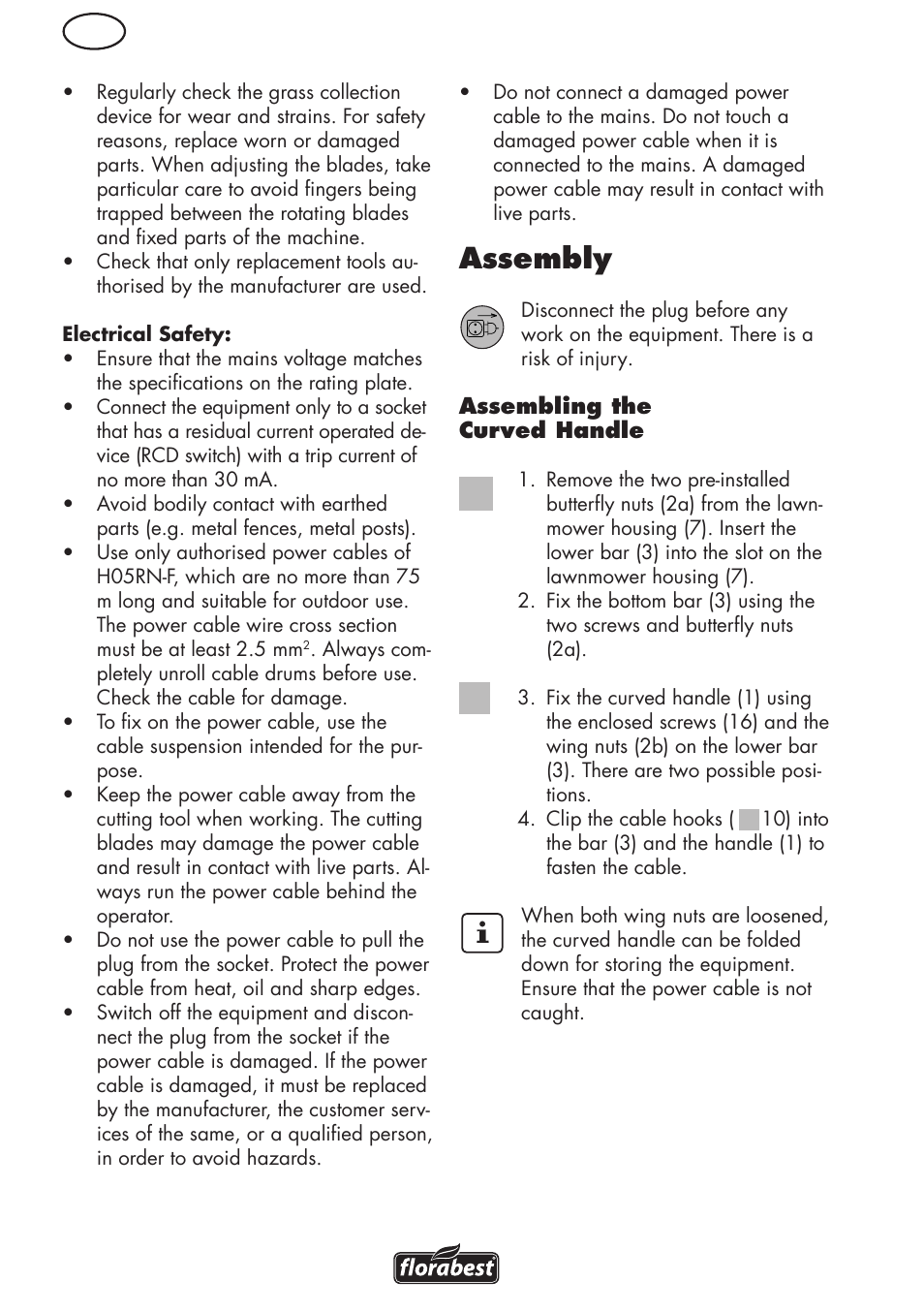 Assembly | Florabest FRM 1800 B2 User Manual | Page 10 / 108