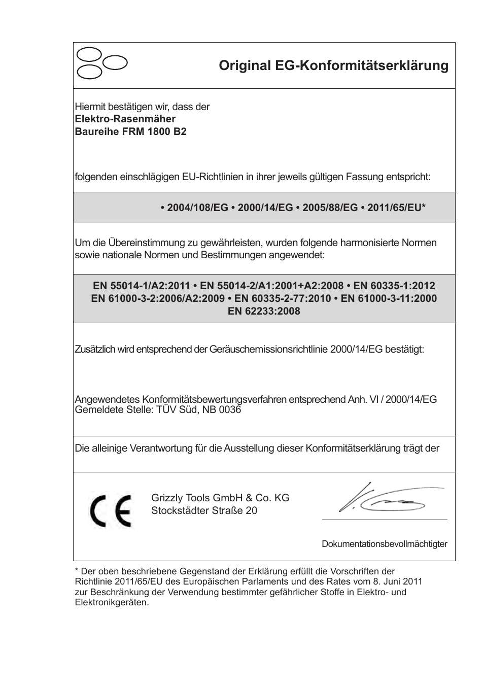 Original eg-konformitätserklärung | Florabest FRM 1800 B2 User Manual | Page 103 / 108