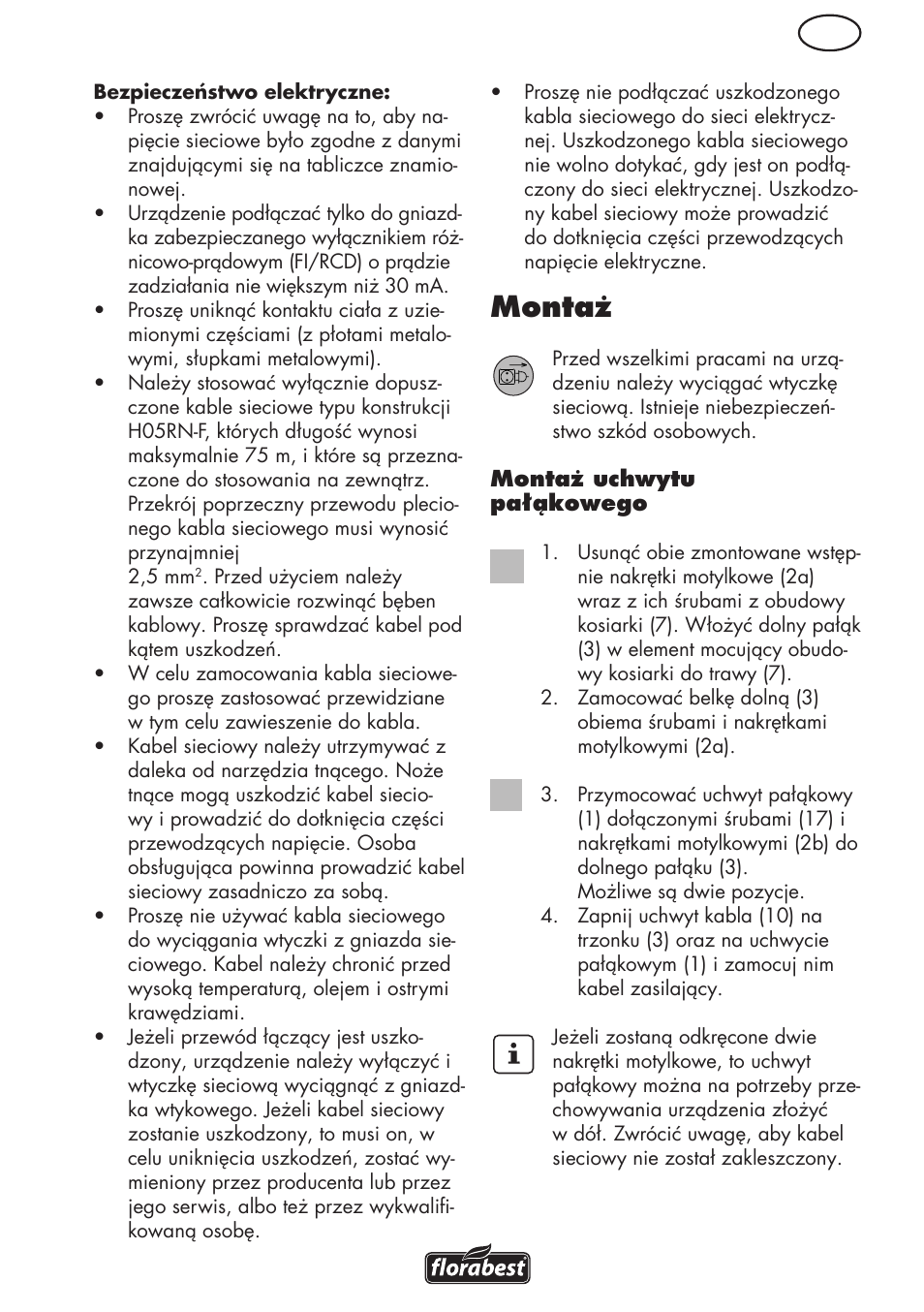 Montaż | Florabest FRM 1800 B2 User Manual | Page 23 / 108