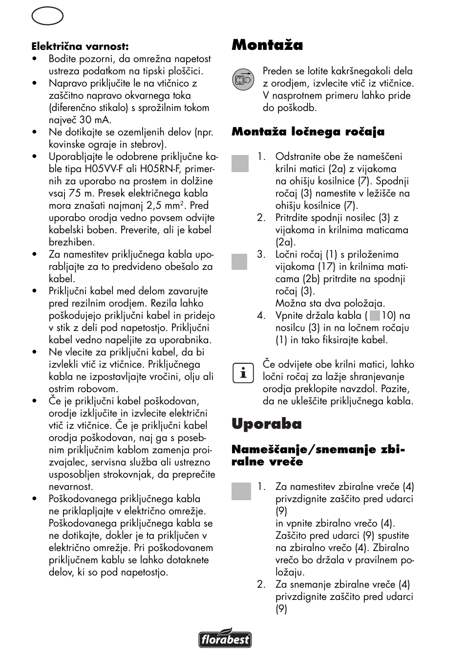 Montaža, Uporaba | Florabest FRM 1800 B2 User Manual | Page 50 / 108
