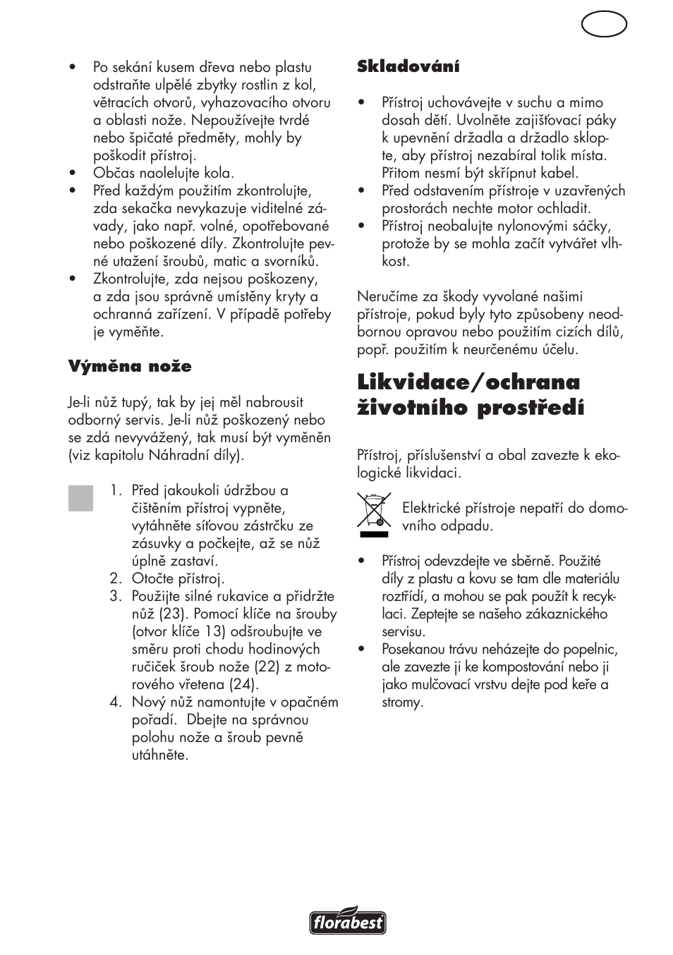 Likvidace/ochrana životního prostředí | Florabest FRM 1800 B2 User Manual | Page 65 / 108