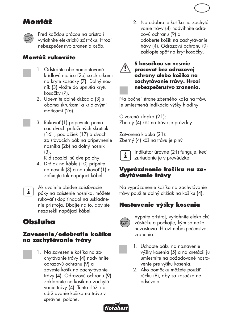 Montáž, Obsluha | Florabest FRM 1800 B2 User Manual | Page 75 / 108