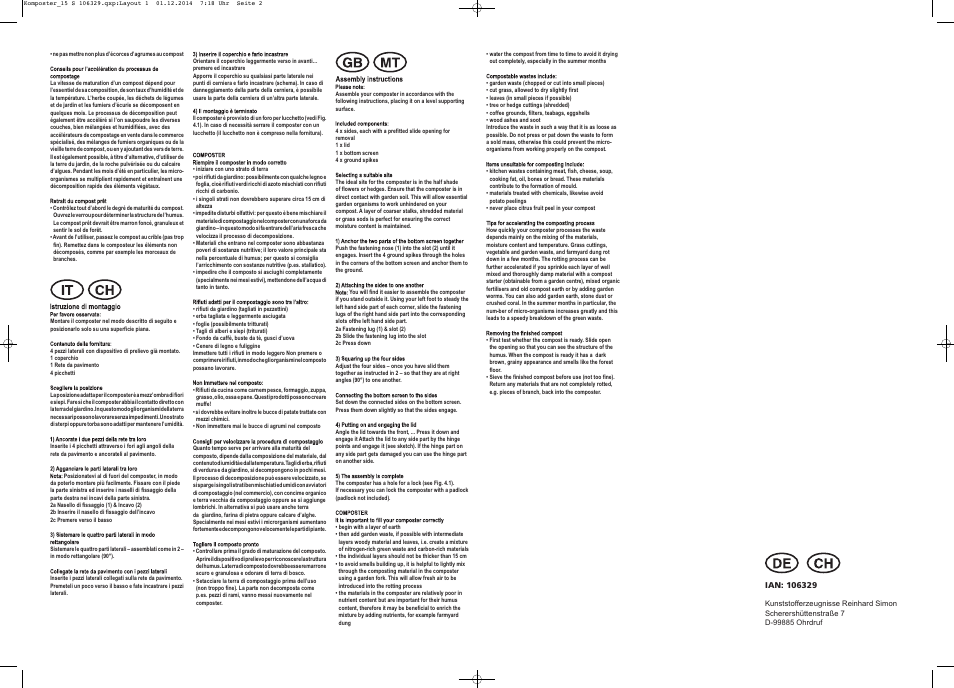 Florabest Compost Bin / Composter User Manual | Page 2 / 2
