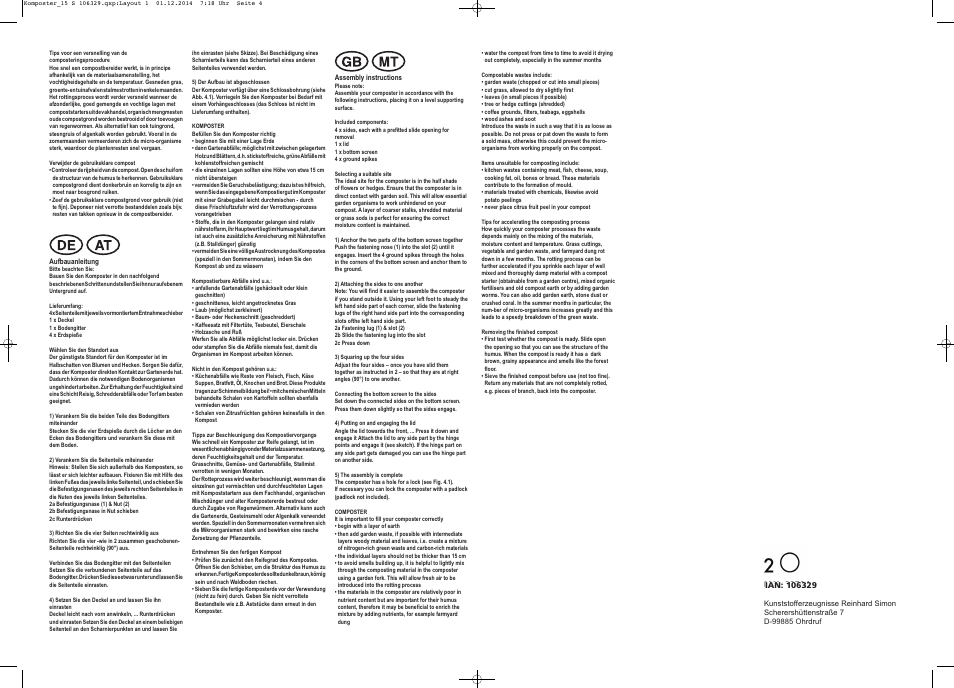 Florabest Compost Bin / Composter User Manual | Page 2 / 2
