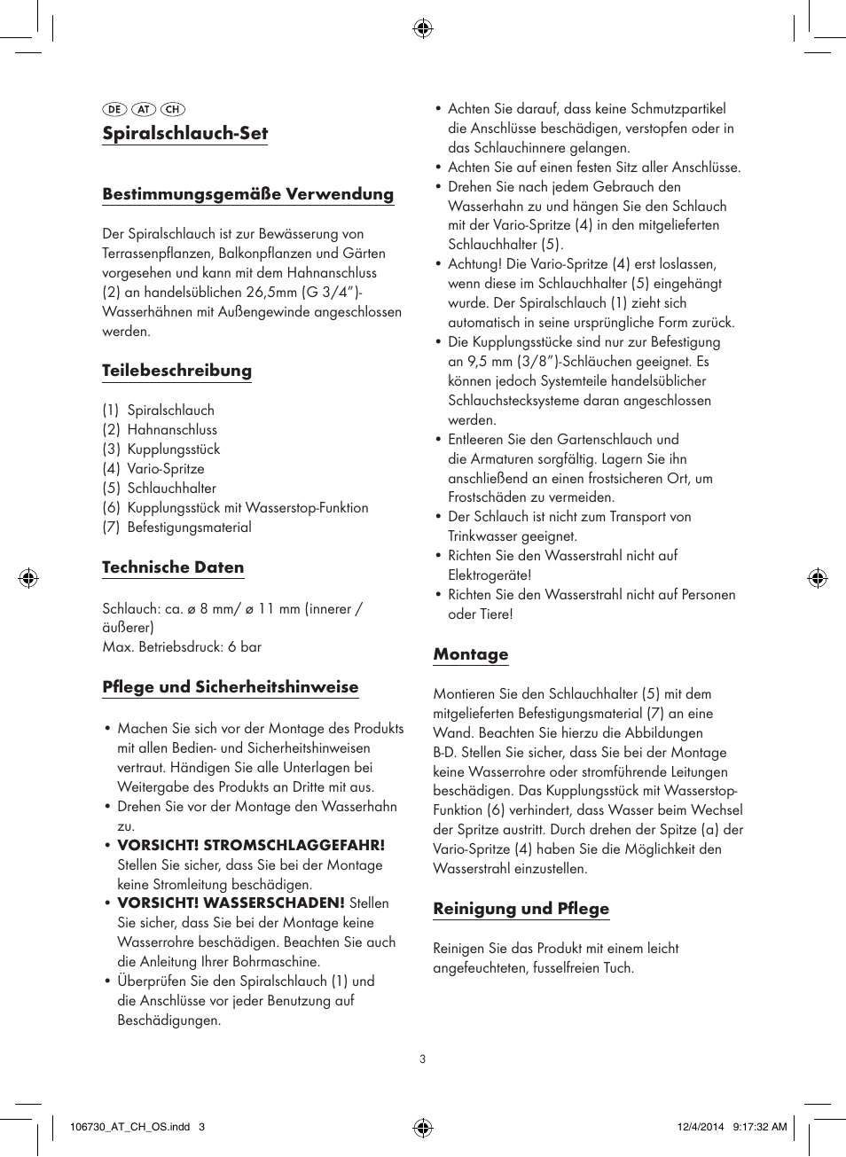 Spiralschlauch-set | Florabest 106730-14-01 User Manual | Page 3 / 12