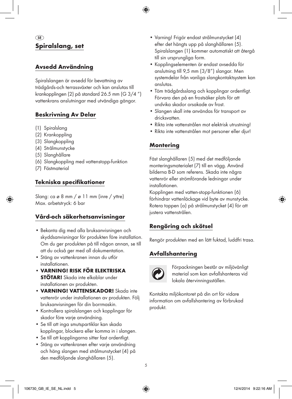 Spiralslang, set | Florabest 106730-14-01 User Manual | Page 5 / 15