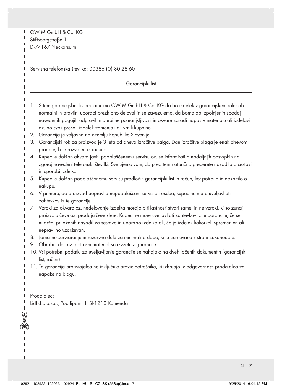 Florabest 102921-14-01 User Manual | Page 7 / 13