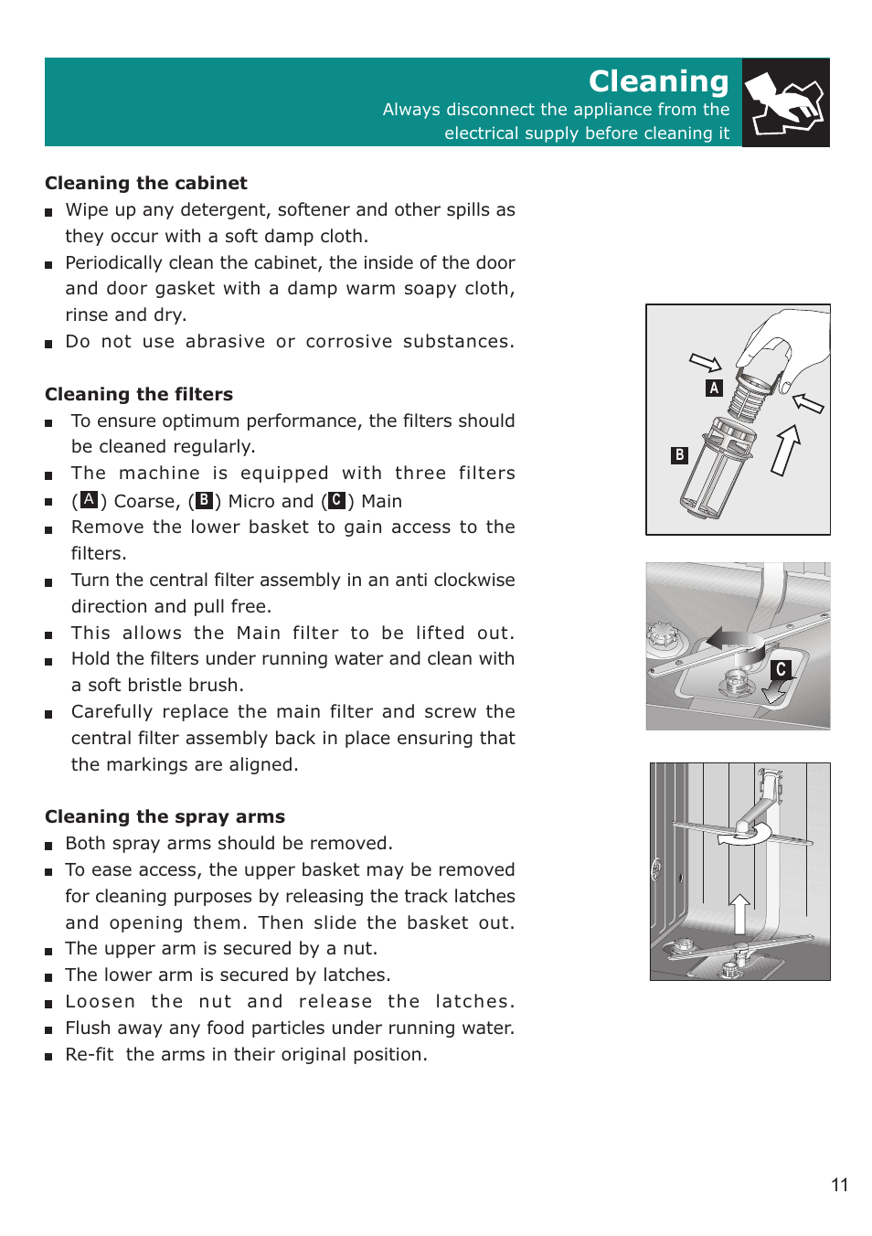 Cleaning | Defy Appliances DDW 157 User Manual | Page 11 / 18