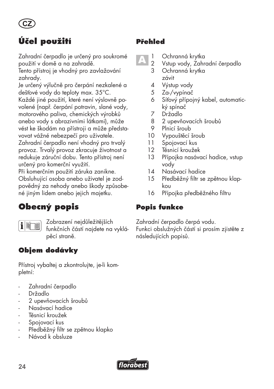 Účel použití, Obecný popis | Florabest FGPS 1100 B2 User Manual | Page 24 / 60