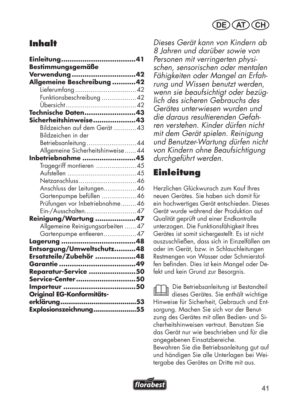 Einleitung, Inhalt | Florabest FGPS 1100 B2 User Manual | Page 41 / 60