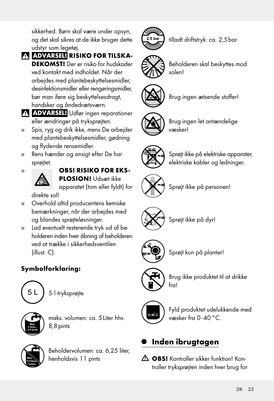 Inden ibrugtagen | Florabest Z31339 User Manual | Page 23 / 44