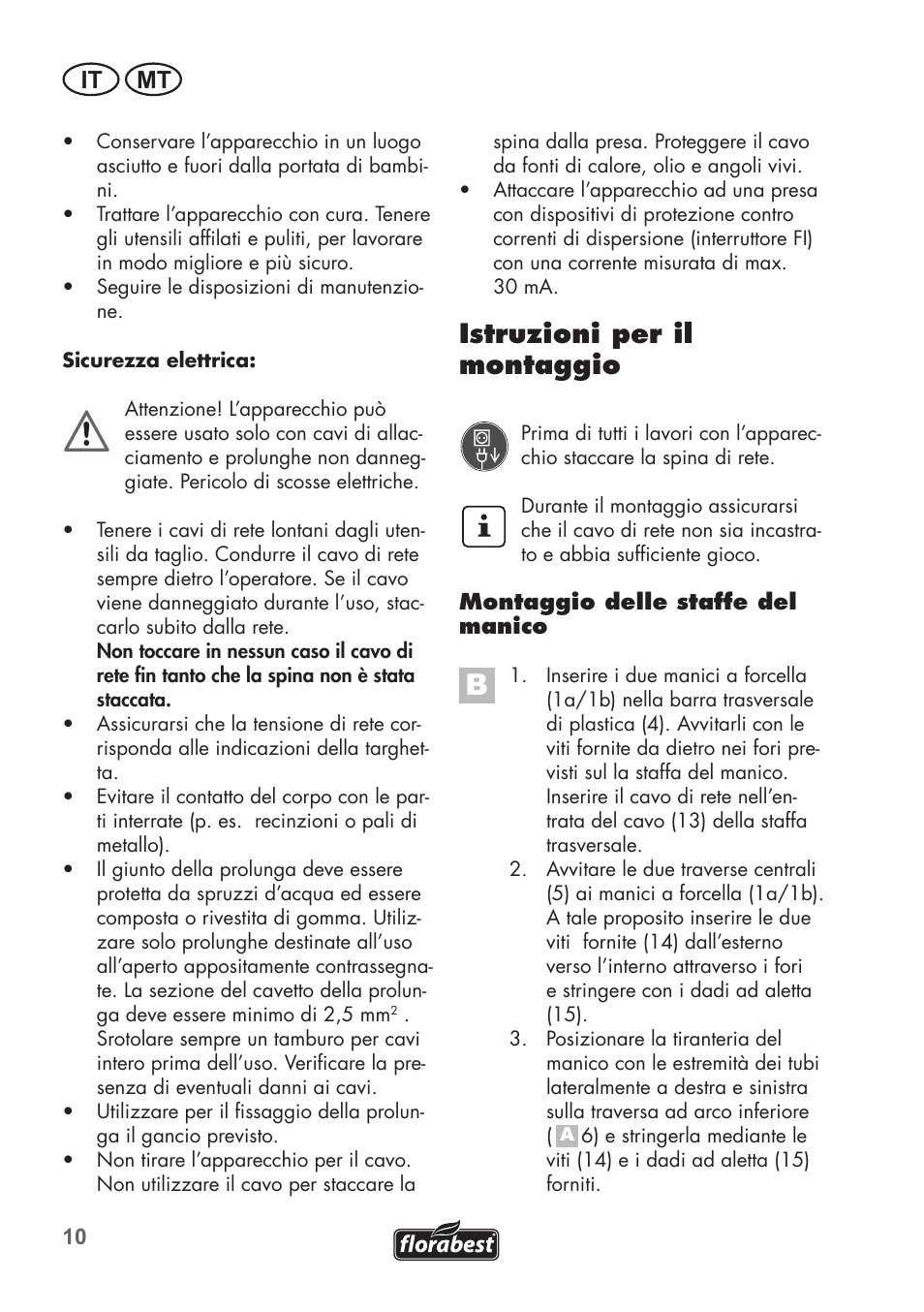 Istruzioni per il montaggio, It mt | Florabest FGH 710 A1 User Manual | Page 10 / 58