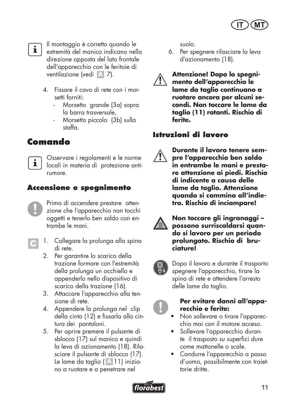 Comando, It mt | Florabest FGH 710 A1 User Manual | Page 11 / 58
