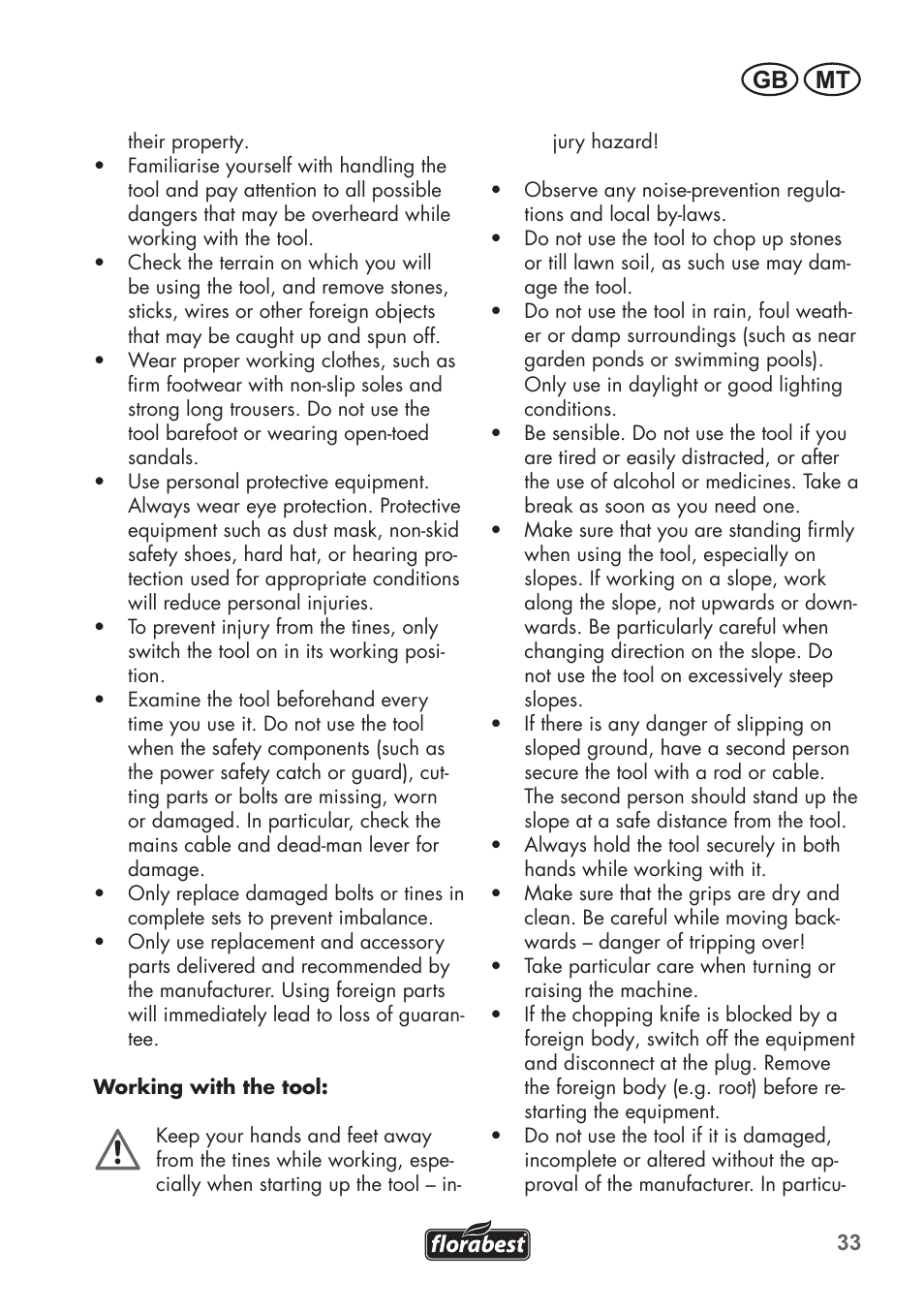 Gb mt | Florabest FGH 710 A1 User Manual | Page 33 / 58