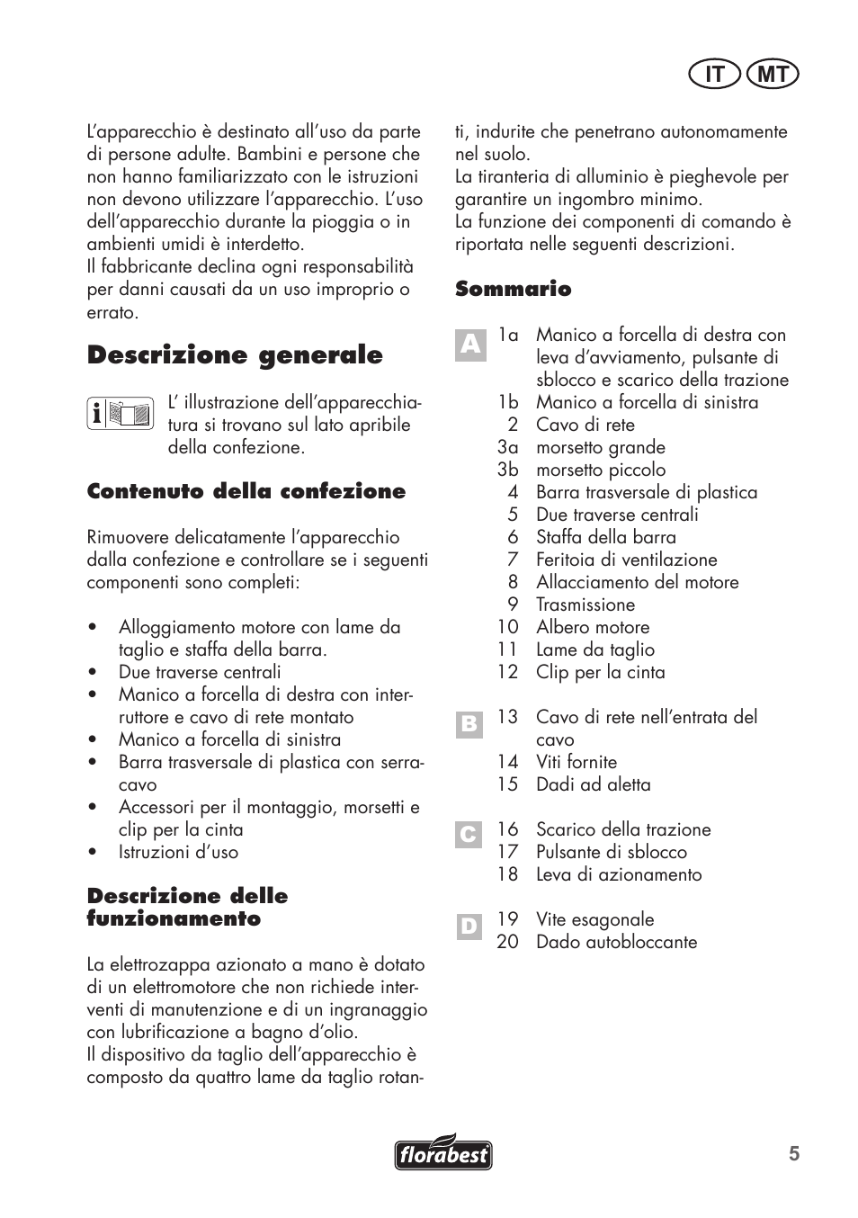 Descrizione generale, It mt | Florabest FGH 710 A1 User Manual | Page 5 / 58