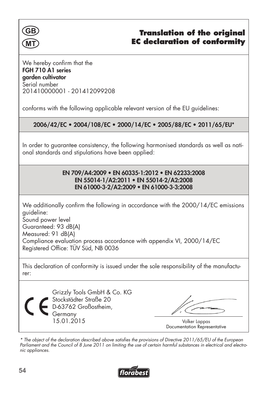 Gb mt | Florabest FGH 710 A1 User Manual | Page 54 / 58