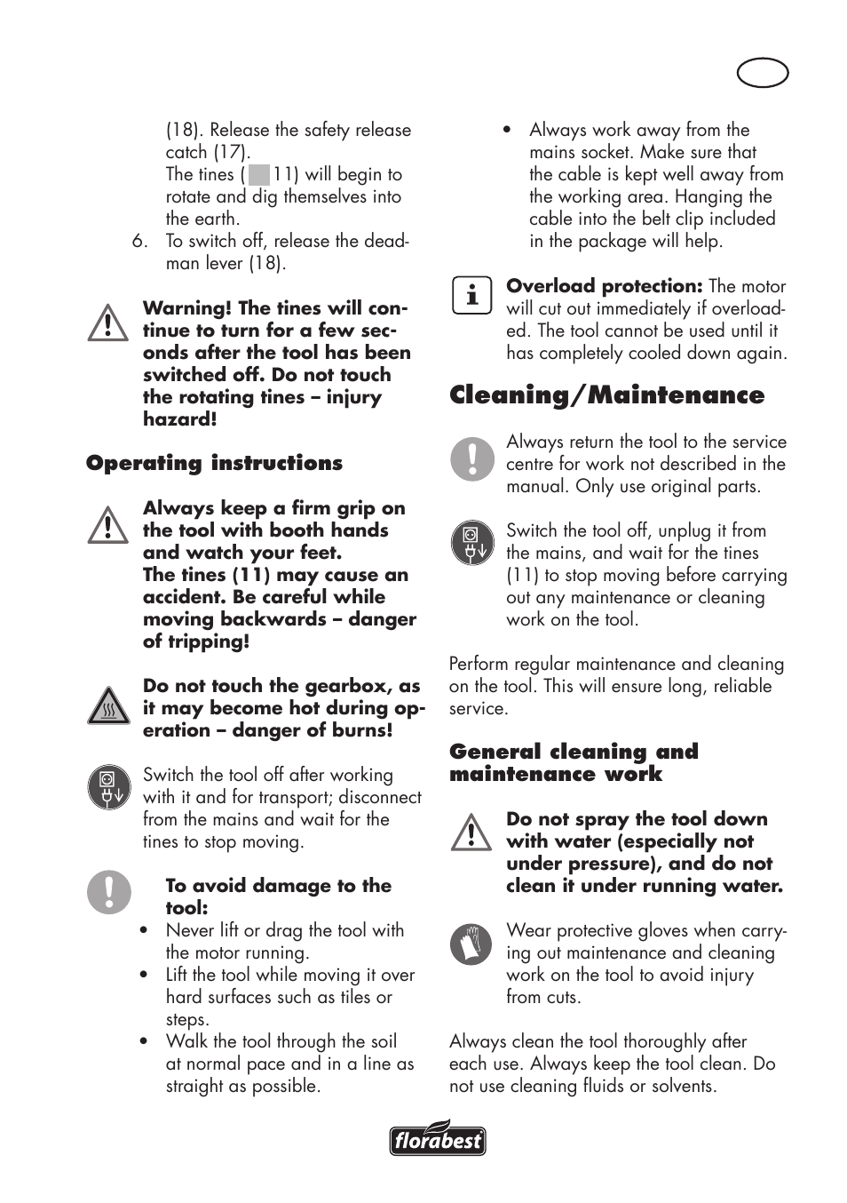 Cleaning/maintenance | Florabest FGH 710 A1 User Manual | Page 11 / 94