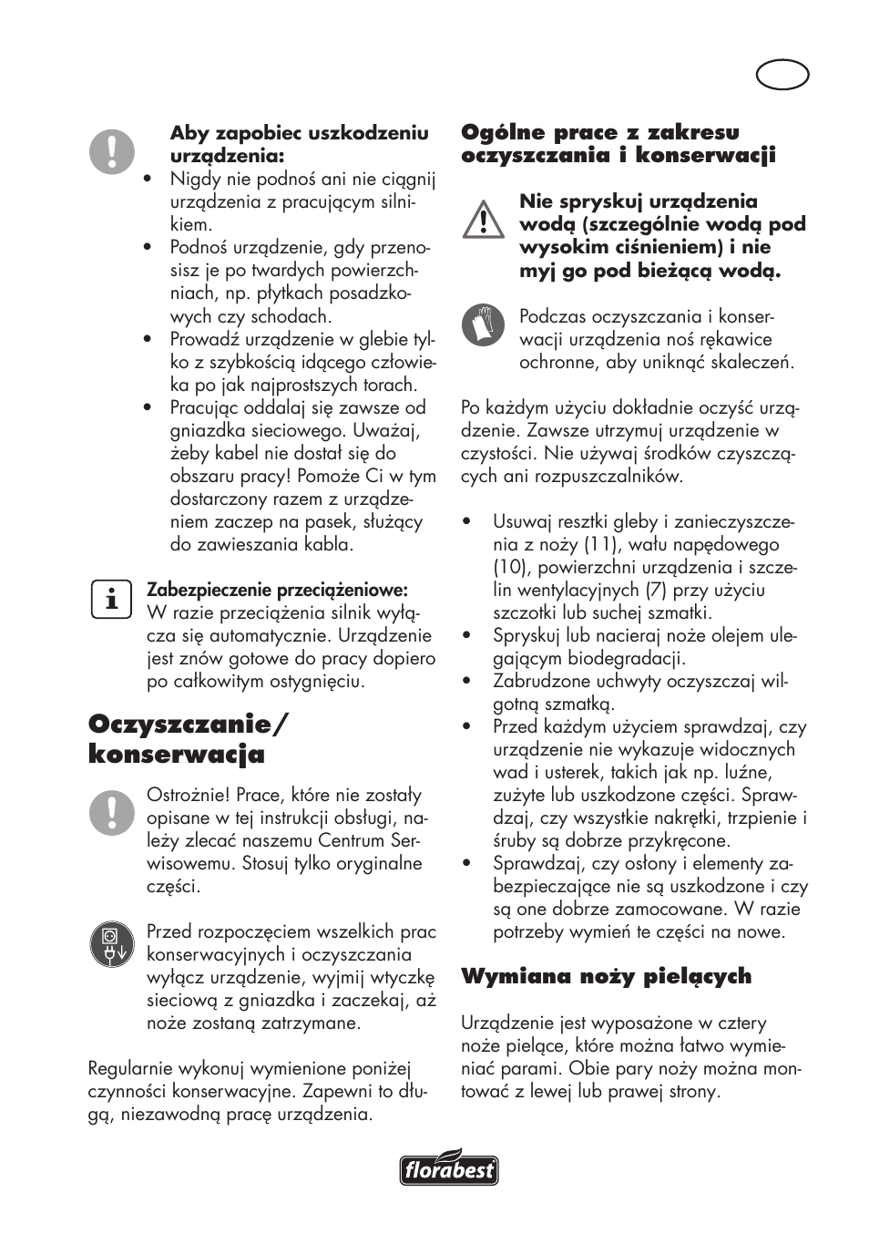 Oczyszczanie/ konserwacja | Florabest FGH 710 A1 User Manual | Page 23 / 94