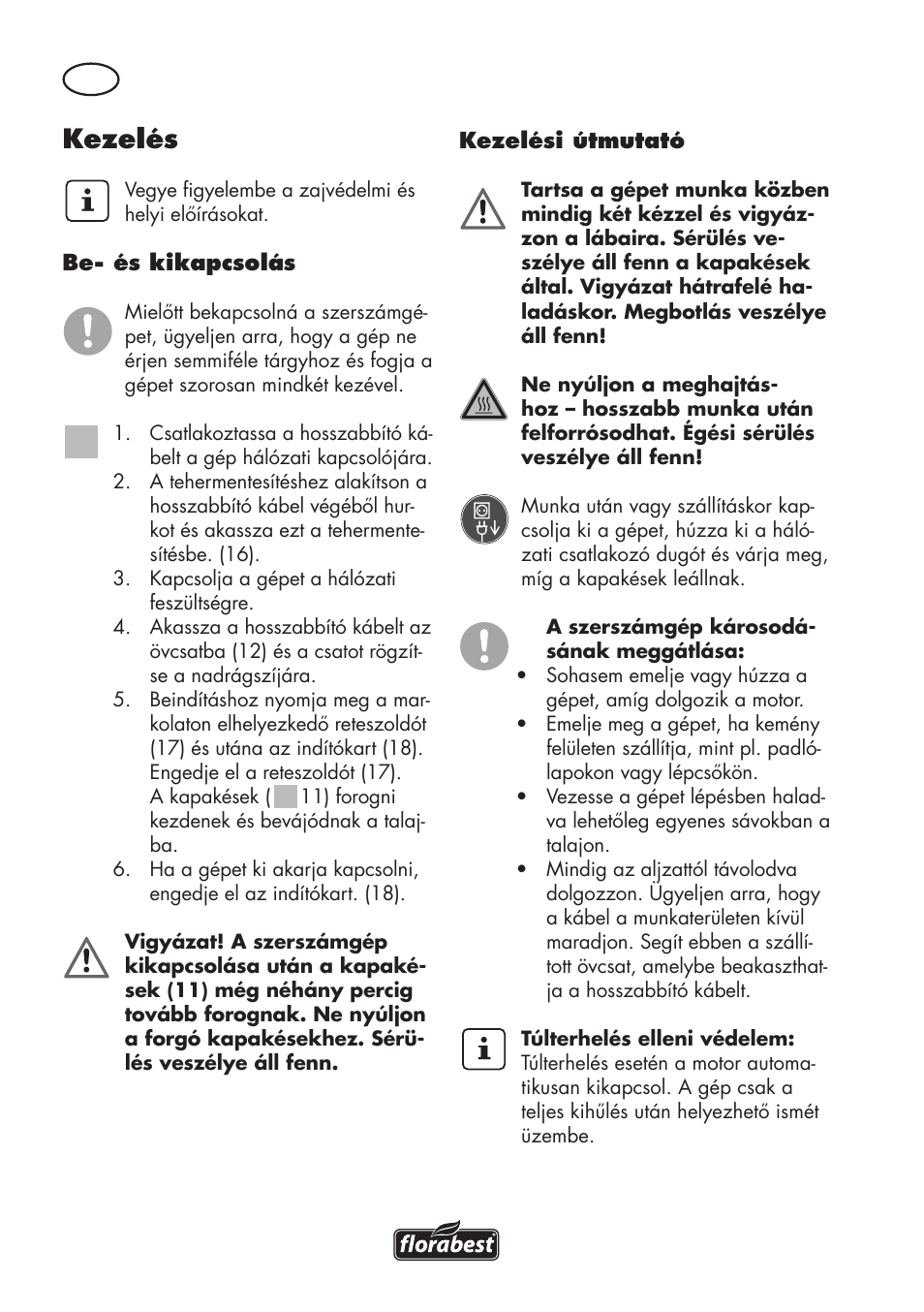 Kezelés | Florabest FGH 710 A1 User Manual | Page 34 / 94