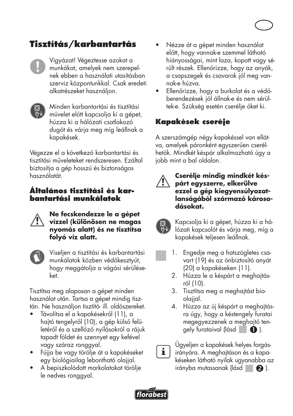 Tisztítás/karbantartás | Florabest FGH 710 A1 User Manual | Page 35 / 94