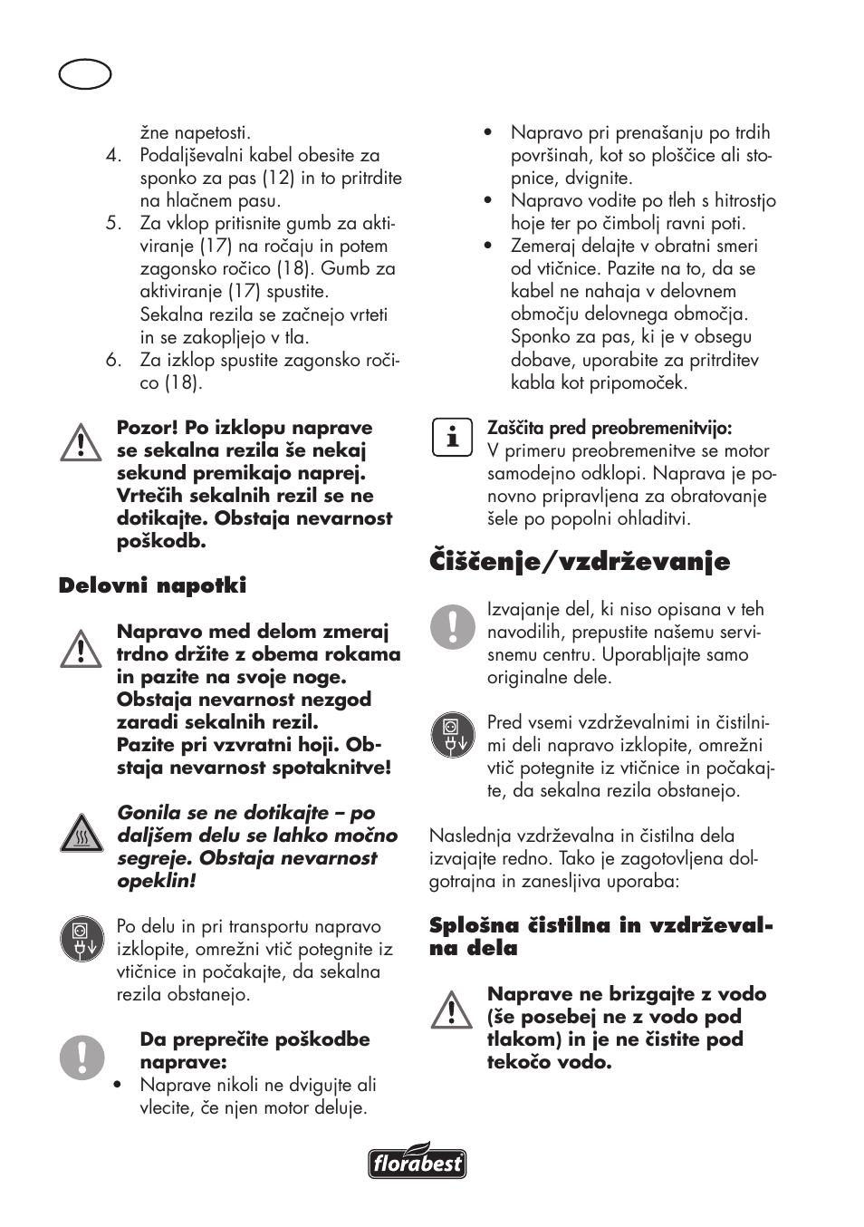 Čiščenje/vzdrževanje | Florabest FGH 710 A1 User Manual | Page 46 / 94