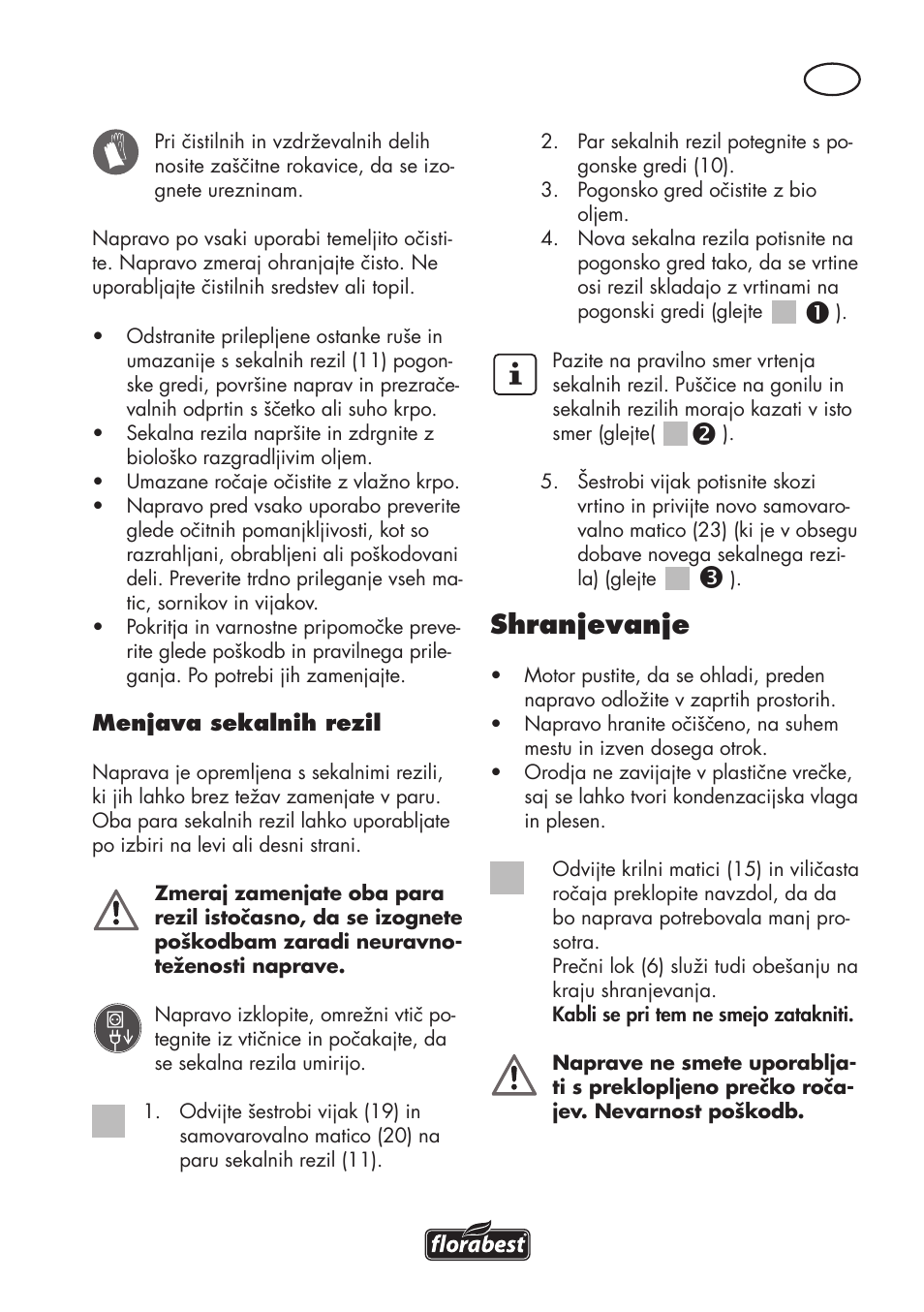 Shranjevanje | Florabest FGH 710 A1 User Manual | Page 47 / 94