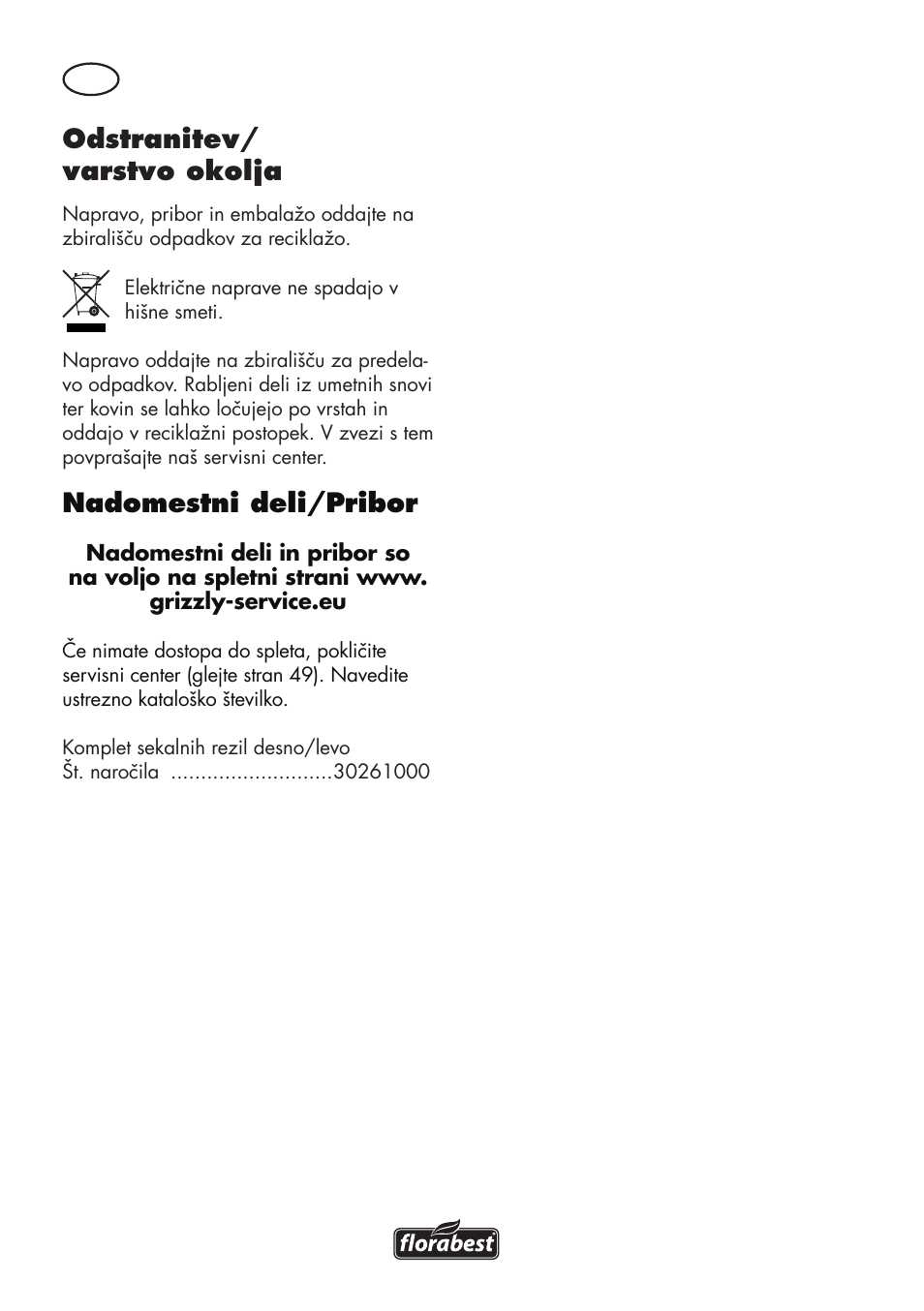 Odstranitev/ varstvo okolja, Nadomestni deli/pribor | Florabest FGH 710 A1 User Manual | Page 48 / 94