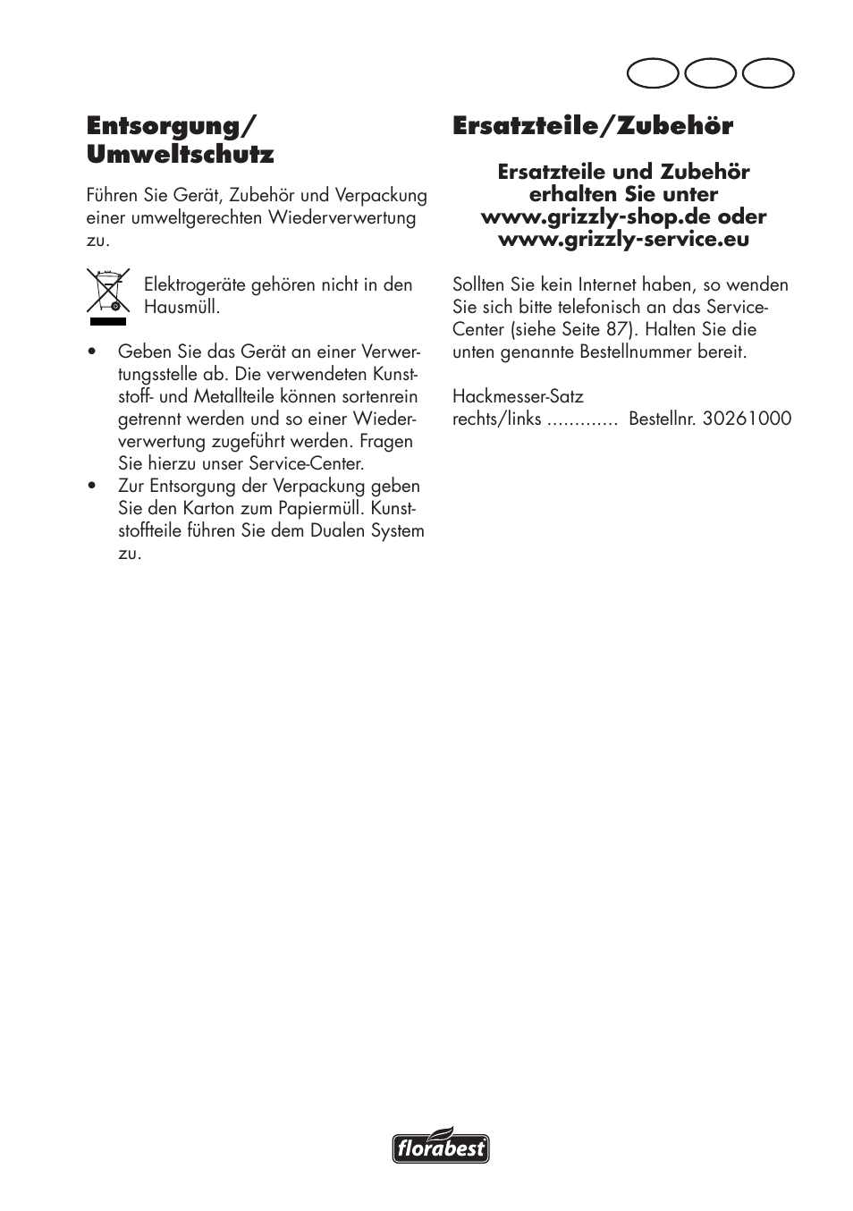 Entsorgung/ umweltschutz, Ersatzteile/zubehör, De at ch | Florabest FGH 710 A1 User Manual | Page 85 / 94