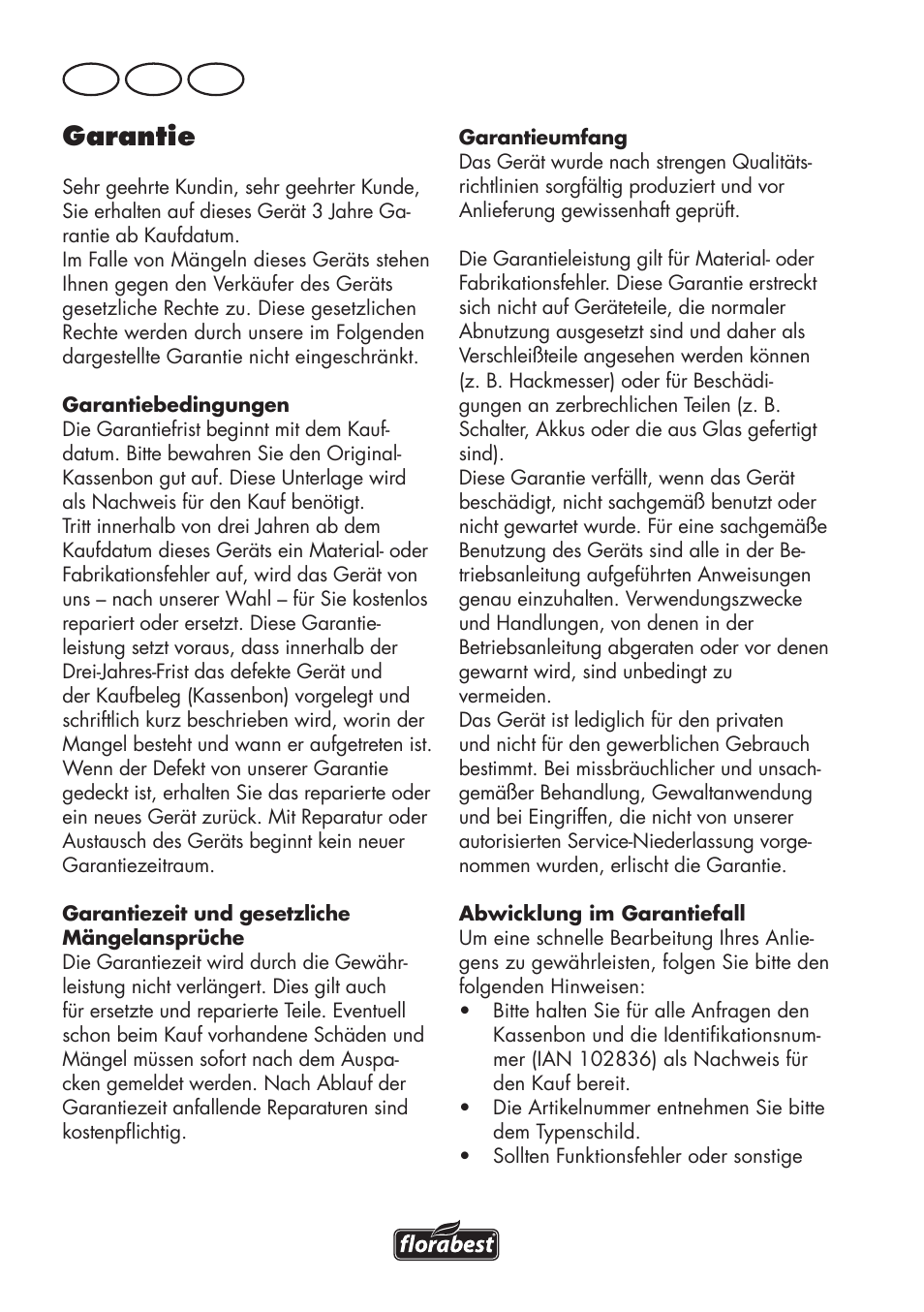 Garantie, De at ch | Florabest FGH 710 A1 User Manual | Page 86 / 94