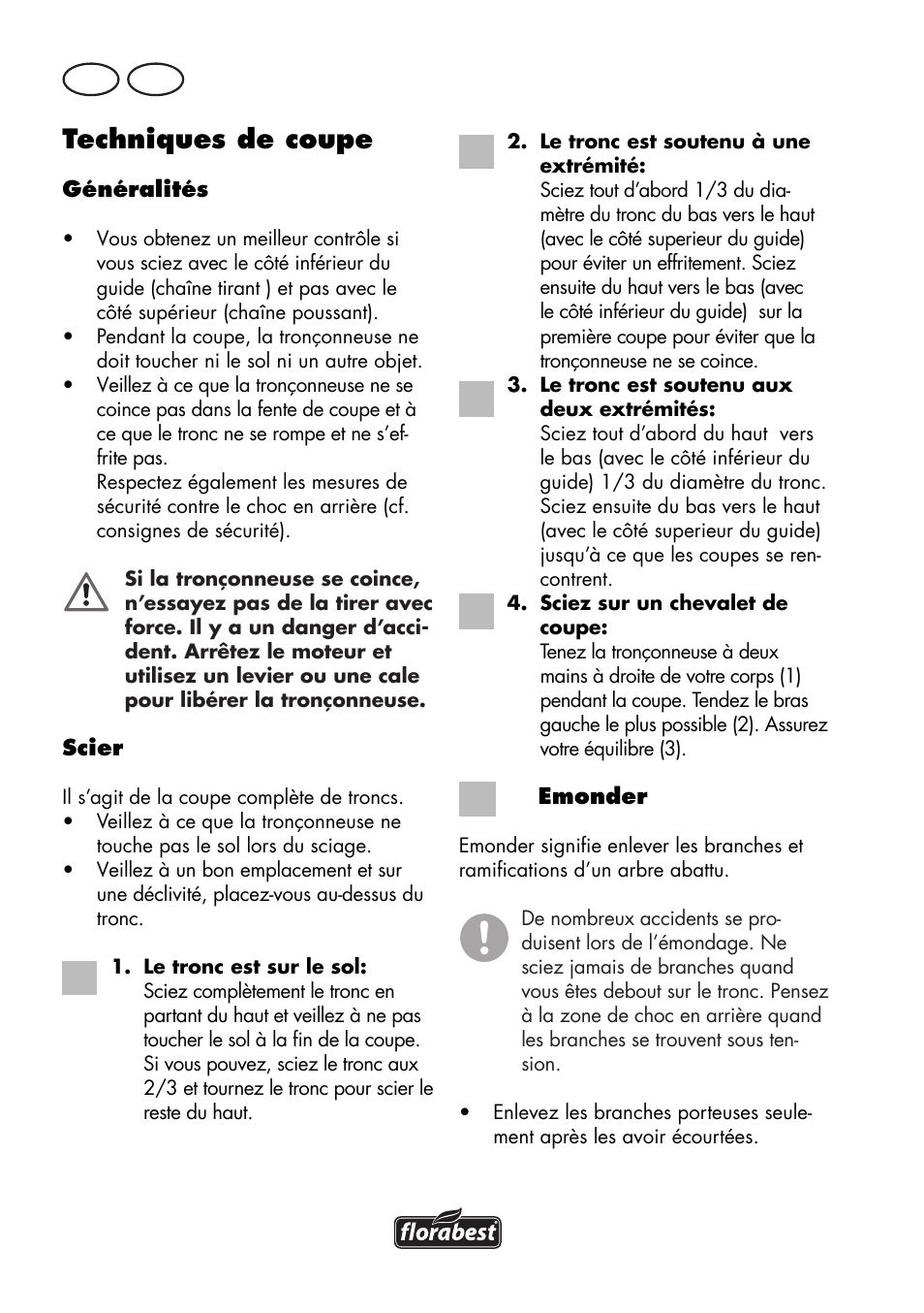 Techniques de coupe, Fr ch | Florabest FKS 2200 D2 User Manual | Page 44 / 108