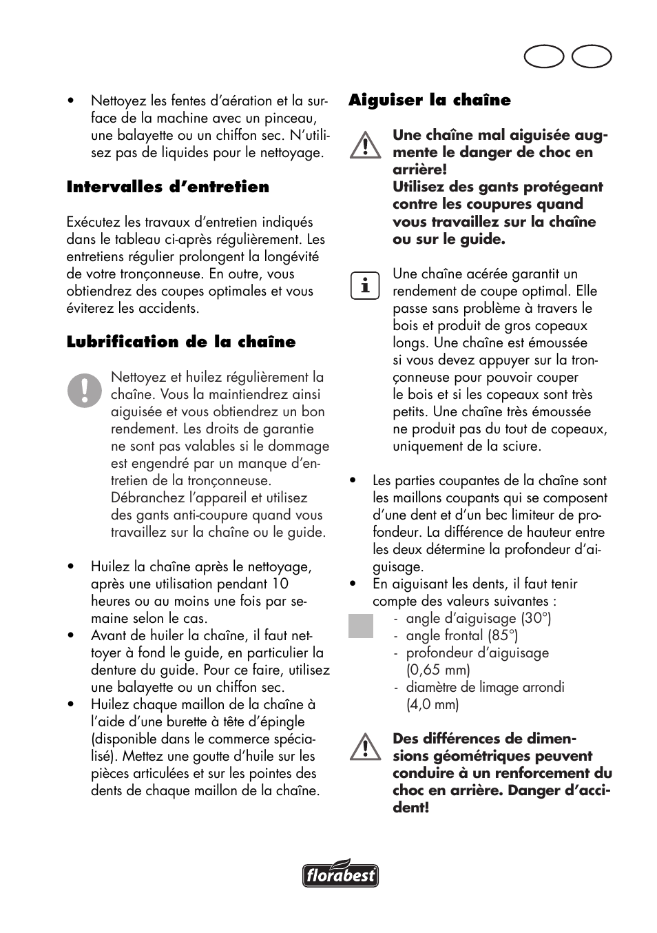 Ch fr | Florabest FKS 2200 D2 User Manual | Page 47 / 108