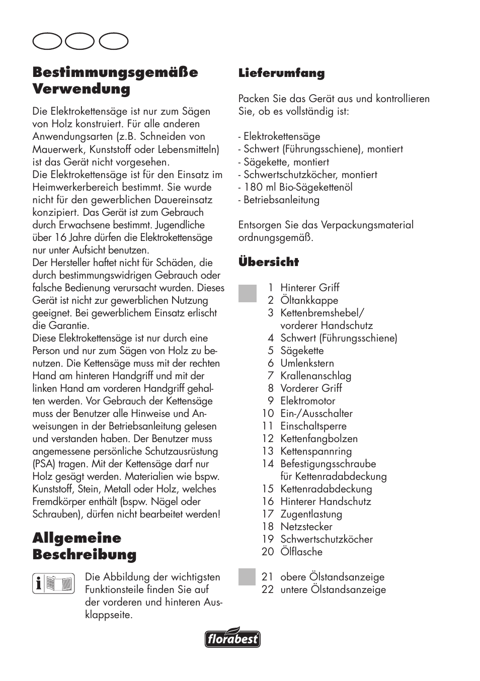 Bestimmungsgemäße verwendung, Allgemeine beschreibung, De at ch | Florabest FKS 2200 D2 User Manual | Page 6 / 108