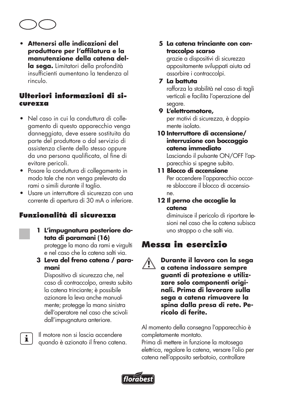 Messa in esercizio, It ch | Florabest FKS 2200 D2 User Manual | Page 62 / 108