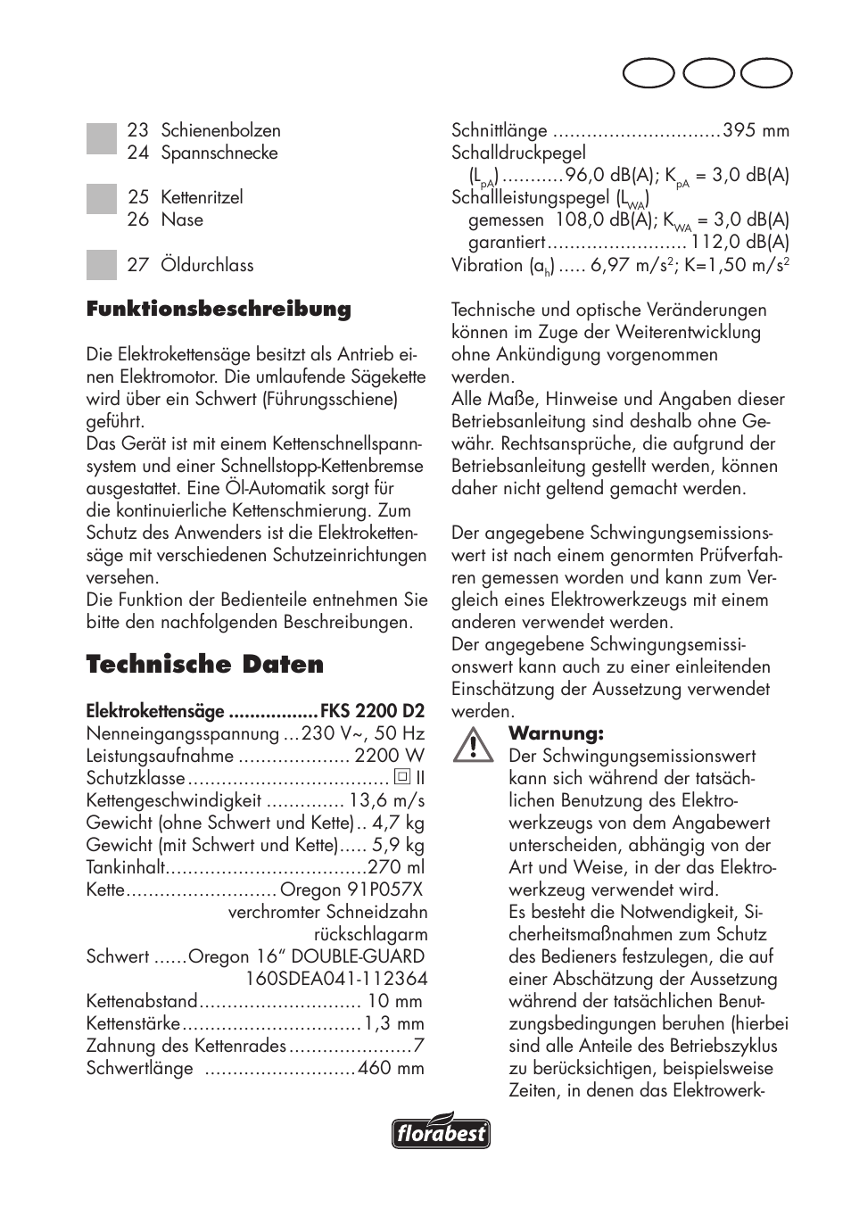 Technische daten, At ch de | Florabest FKS 2200 D2 User Manual | Page 7 / 108