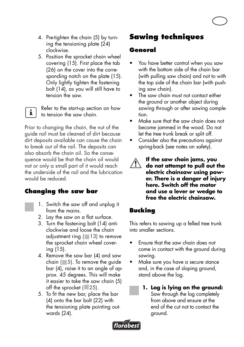 Sawing techniques | Florabest FKS 2200 D2 User Manual | Page 89 / 108