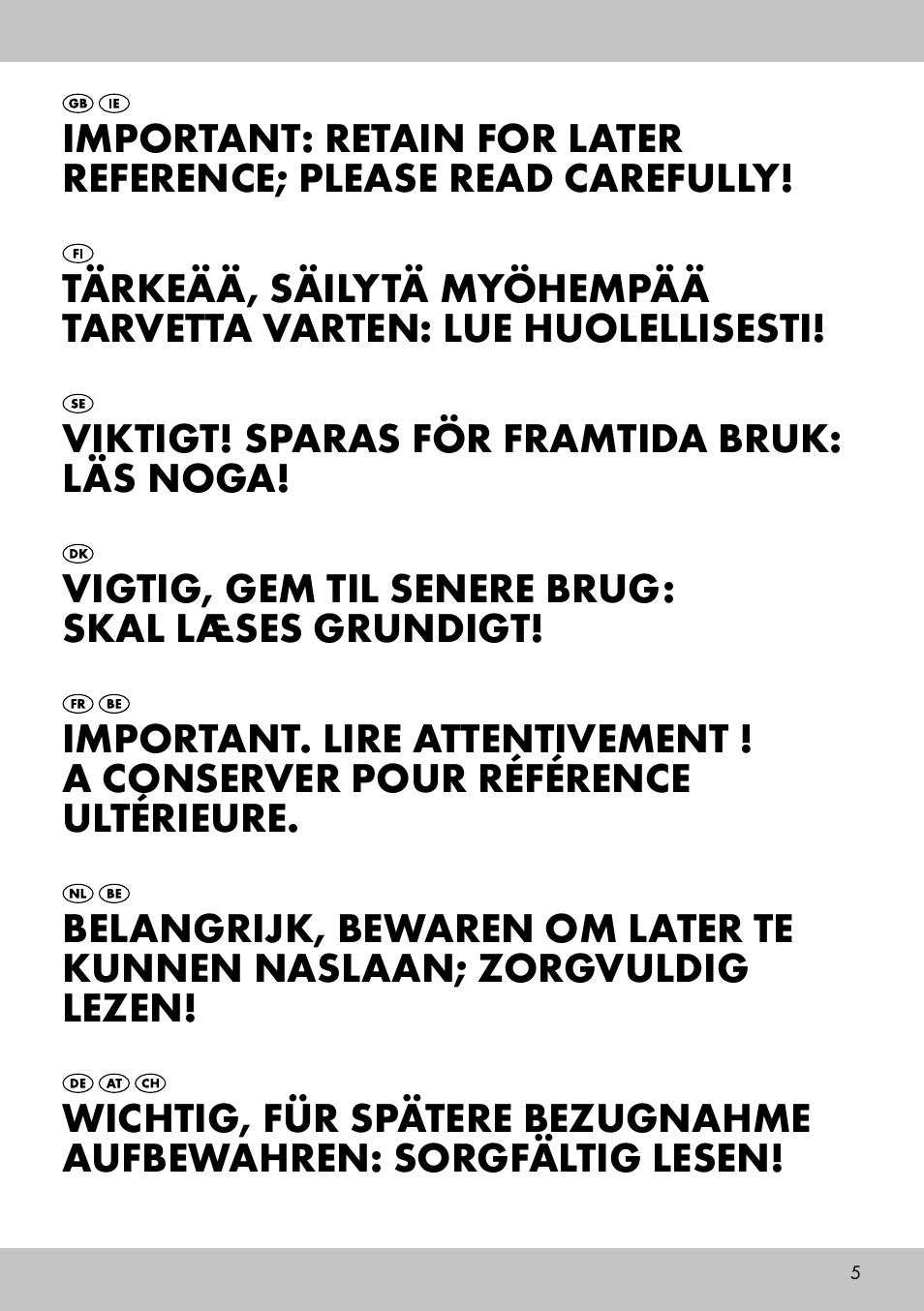 Viktigt! sparas för framtida bruk: läs noga, Vigtig, gem til senere brug: skal læses grundigt | Florabest DL-2018 User Manual | Page 3 / 14
