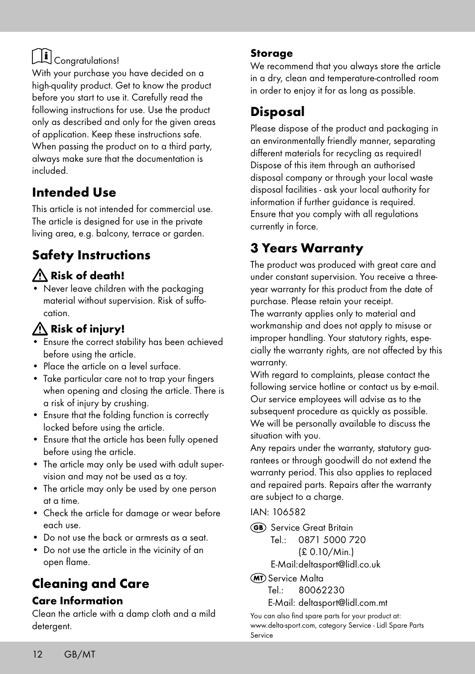 Intended use, Safety instructions, Cleaning and care | Disposal, 3 years warranty | Florabest KS-1707 User Manual | Page 10 / 14