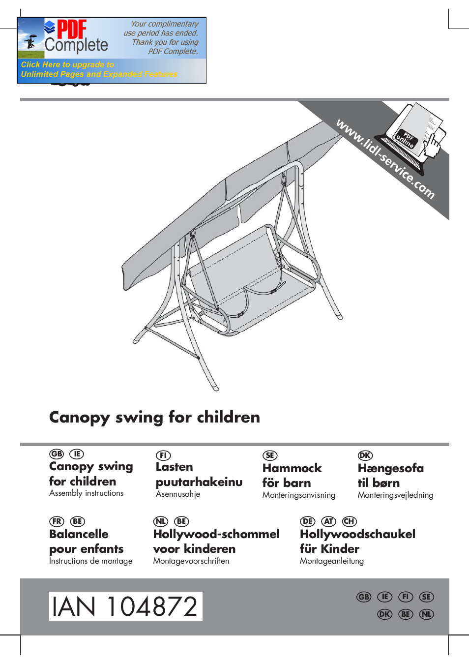 Florabest Kids' Garden Swing User Manual | 20 pages