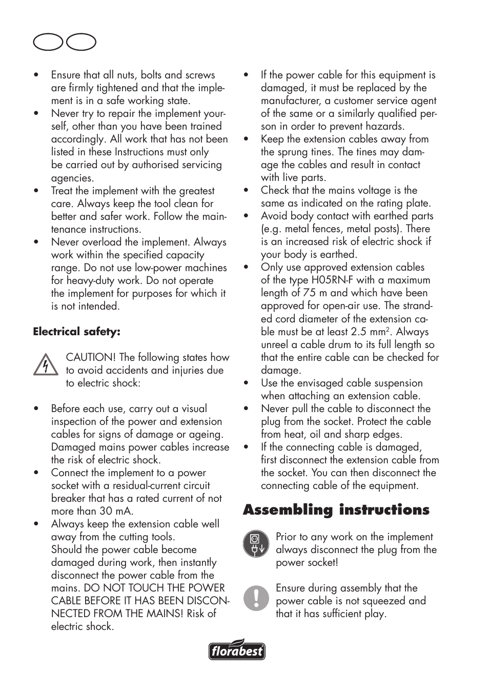 Assembling instructions, Gb ie | Florabest FLV 1200 A1 User Manual | Page 10 / 72