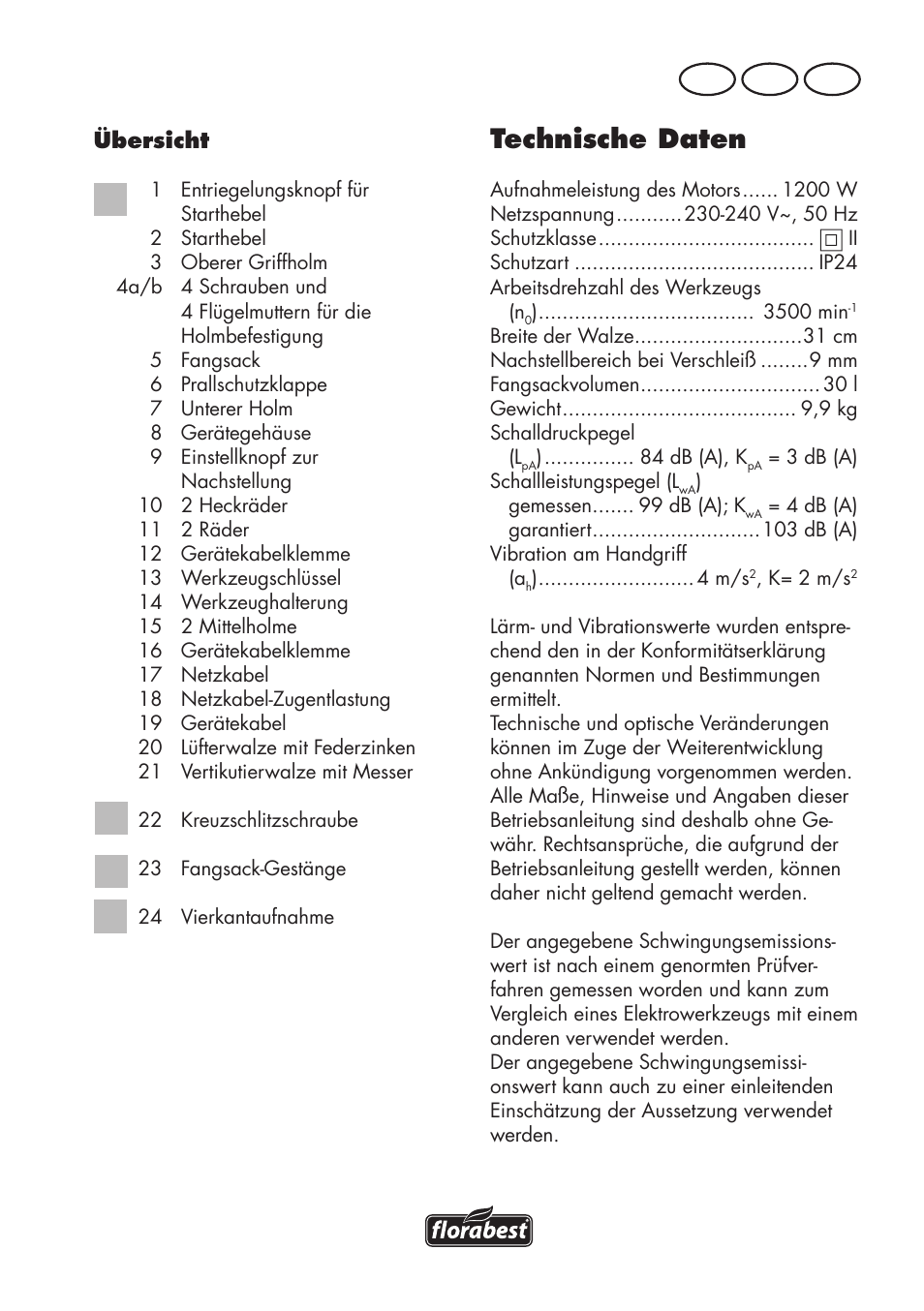 Technische daten, De at ch | Florabest FLV 1200 A1 User Manual | Page 53 / 72