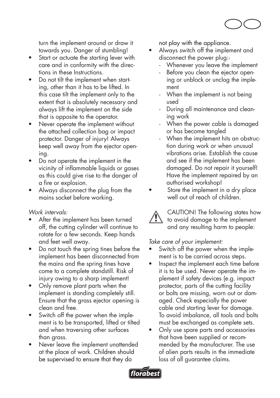 Gb ie | Florabest FLV 1200 A1 User Manual | Page 9 / 72