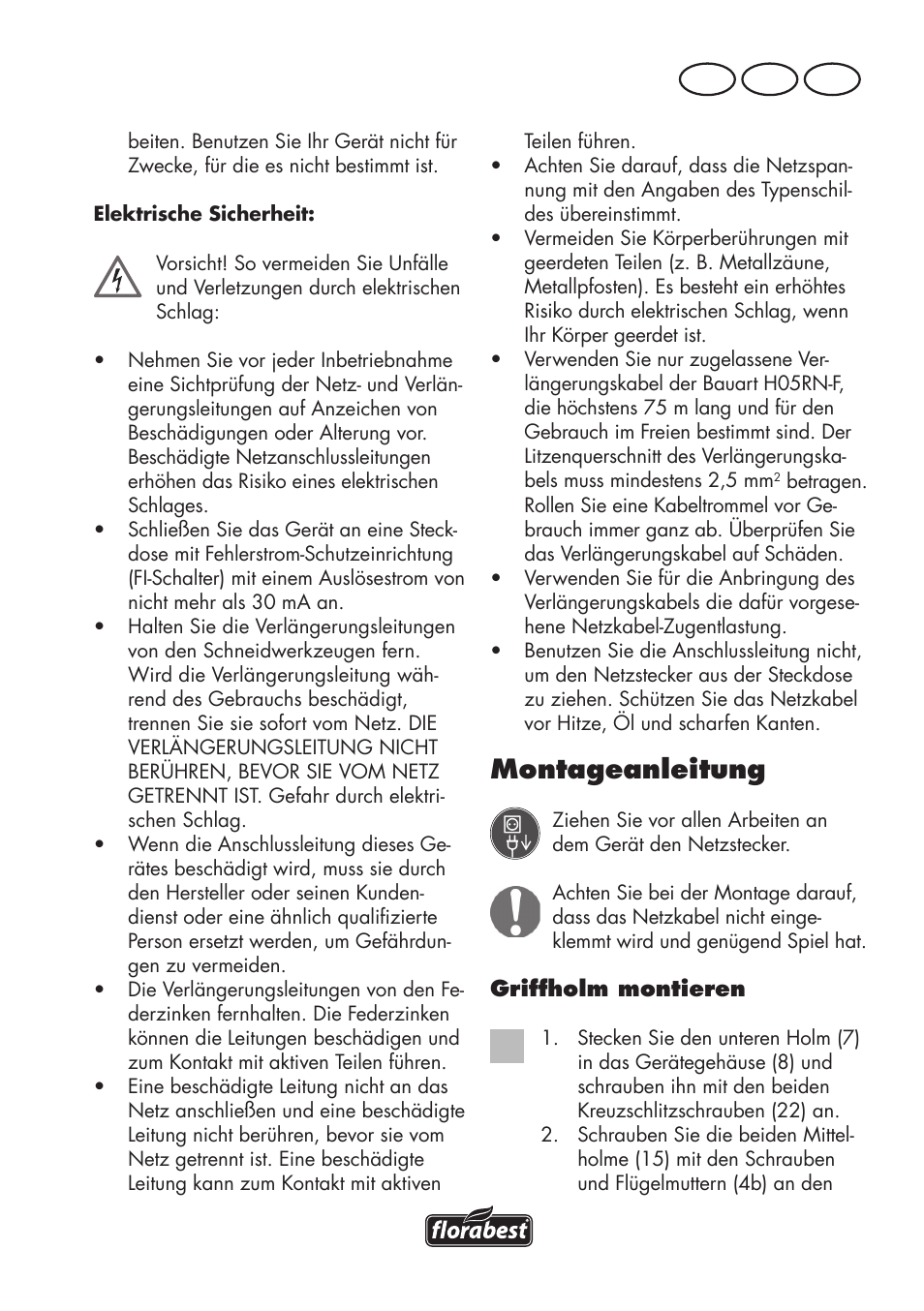 Montageanleitung, De at ch | Florabest FLV 1200 A1 User Manual | Page 11 / 72
